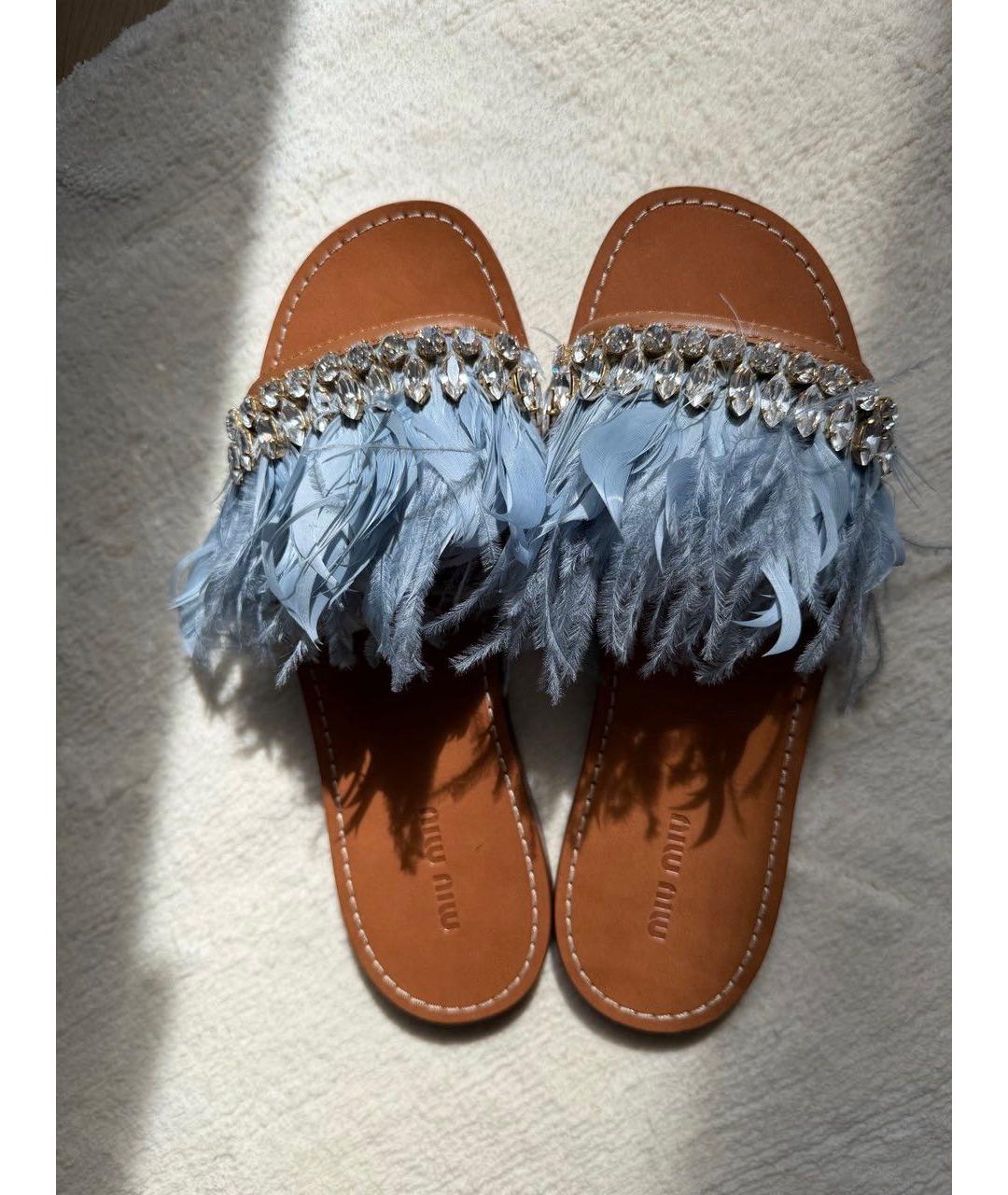MIU MIU Голубые шлепанцы, фото 2