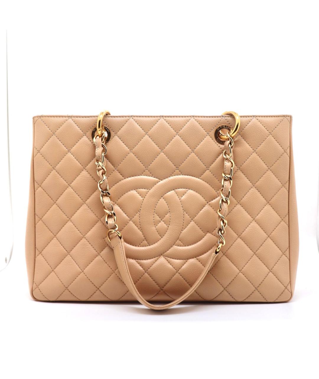 CHANEL Бежевая кожаная сумка тоут, фото 9