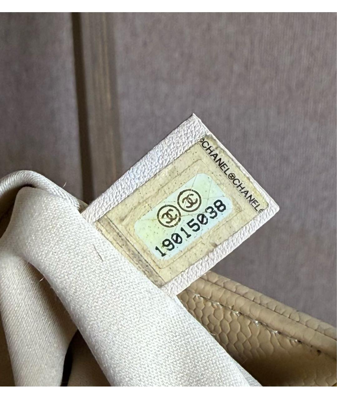 CHANEL Бежевая кожаная сумка тоут, фото 8