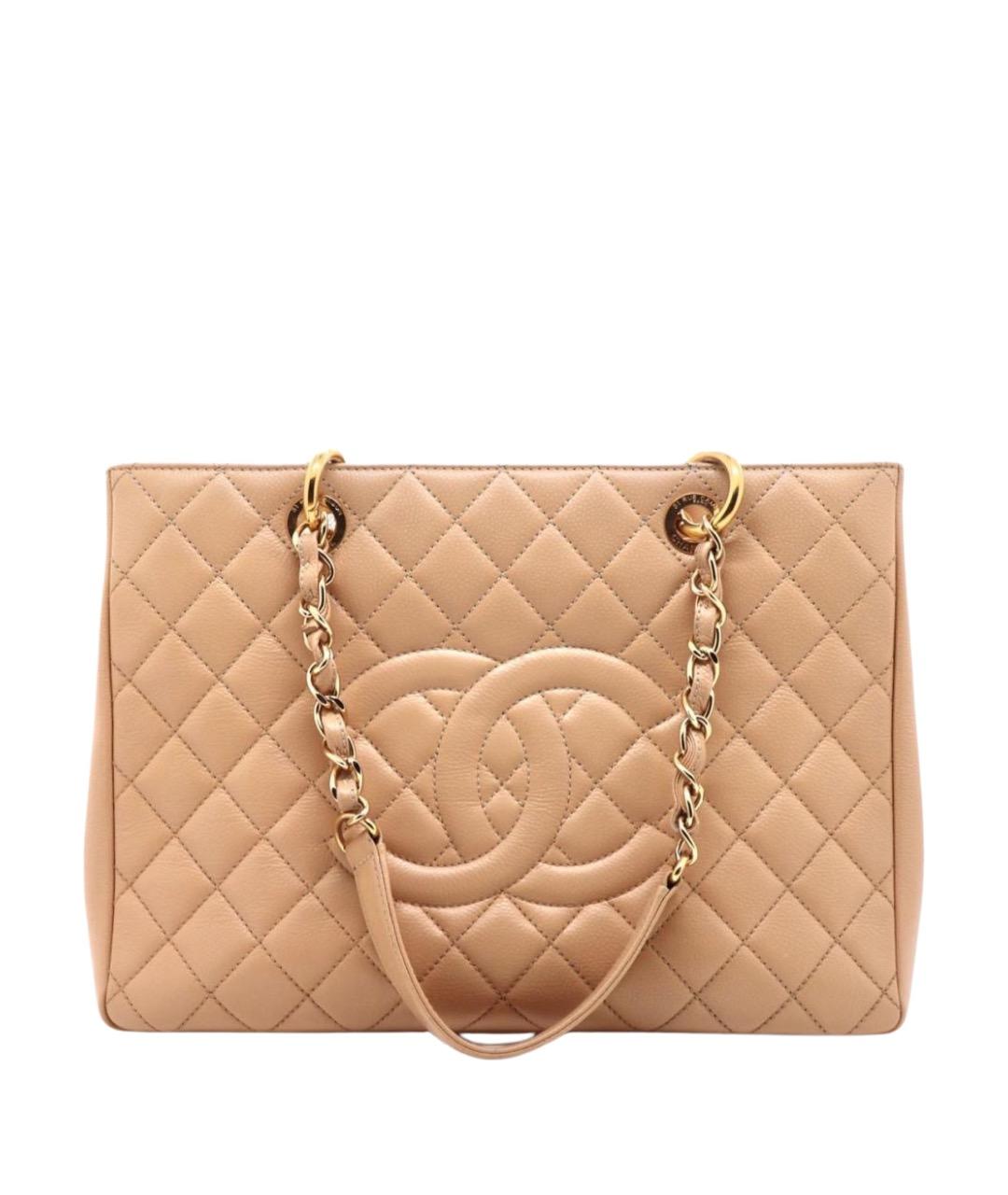 CHANEL Бежевая кожаная сумка тоут, фото 1