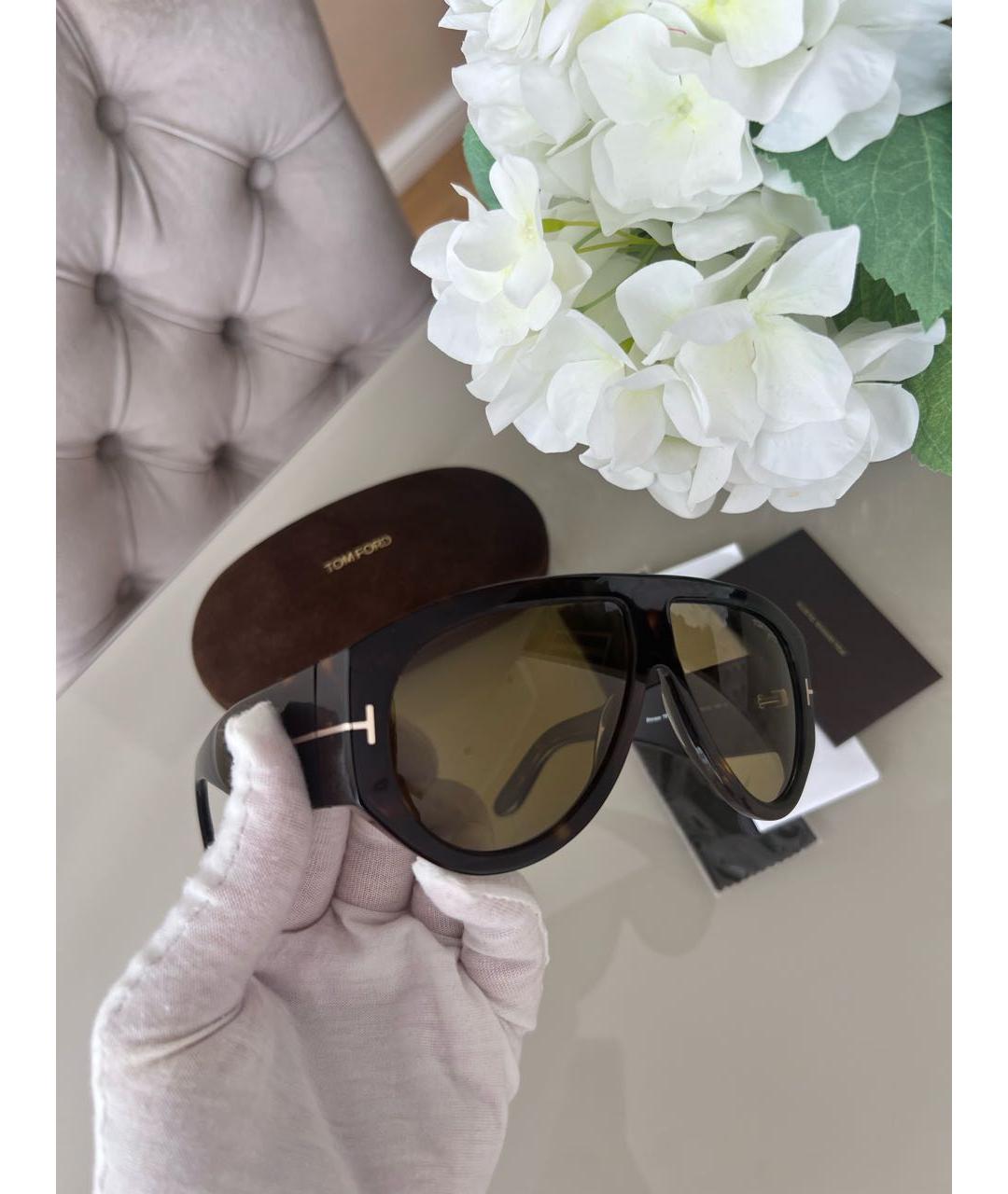 TOM FORD Коричневые пластиковые солнцезащитные очки, фото 3