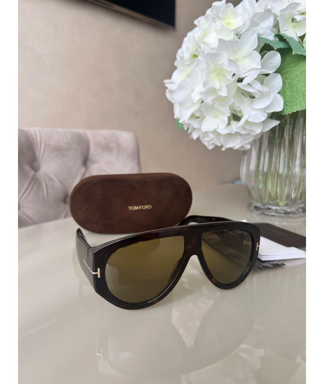 TOM FORD Коричневые пластиковые солнцезащитные очки, фото 4