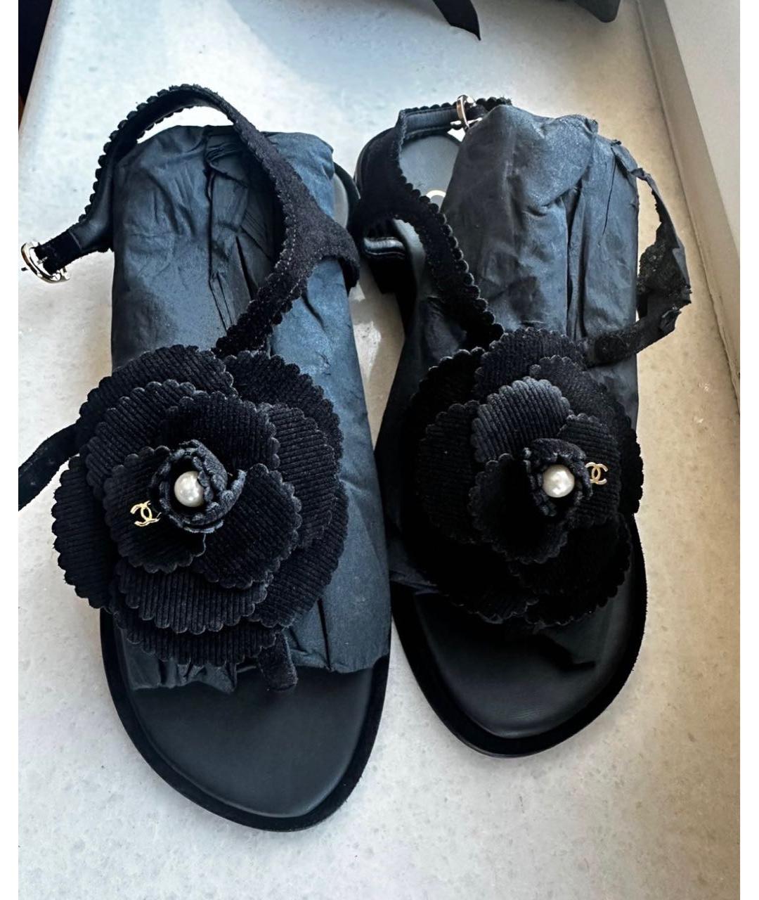 CHANEL Черные кожаные босоножки, фото 3