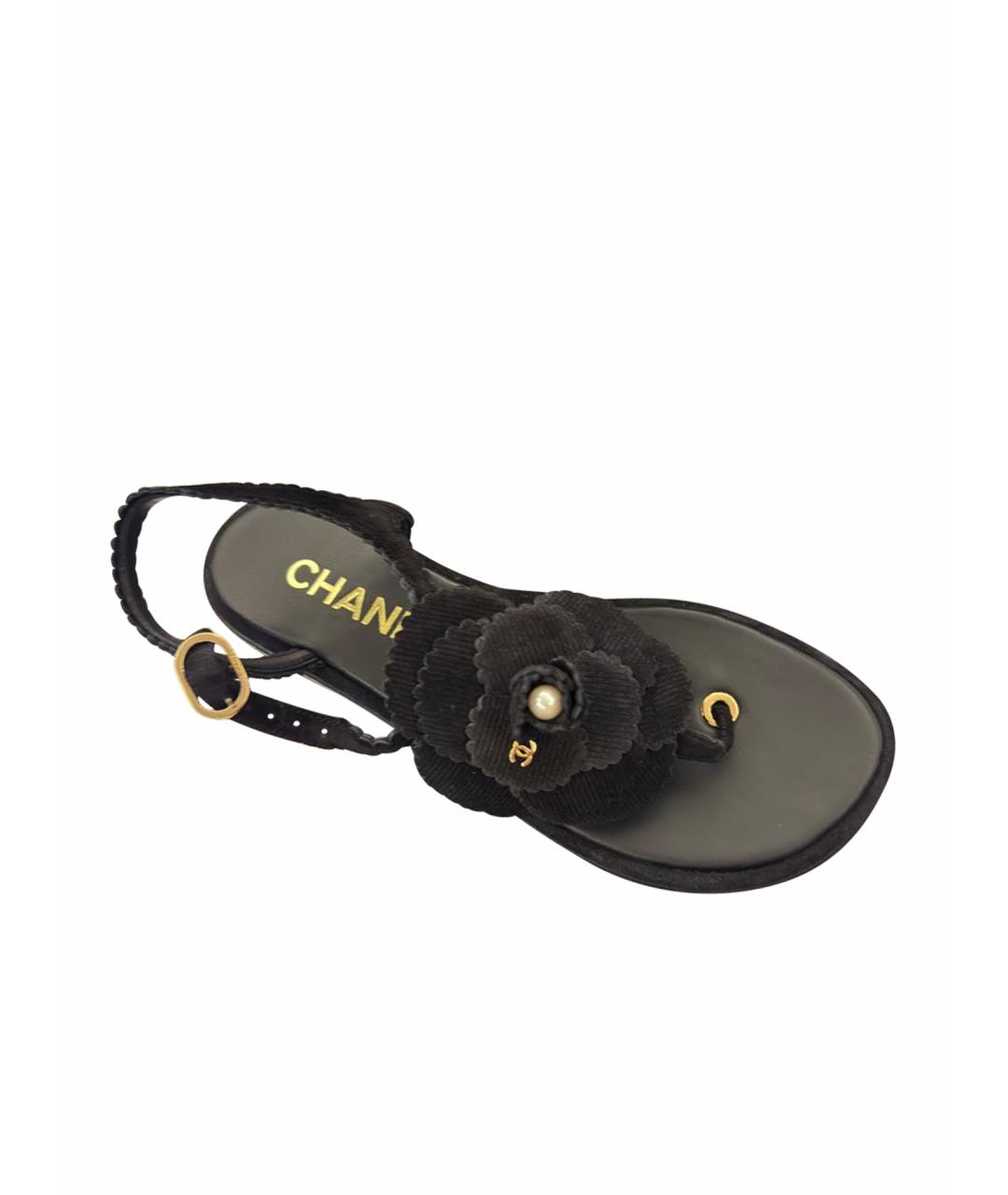 CHANEL Черные кожаные босоножки, фото 1