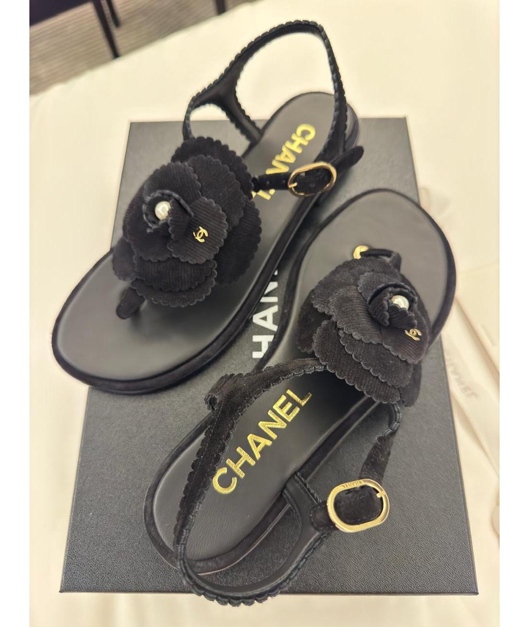 CHANEL Черные кожаные босоножки, фото 2