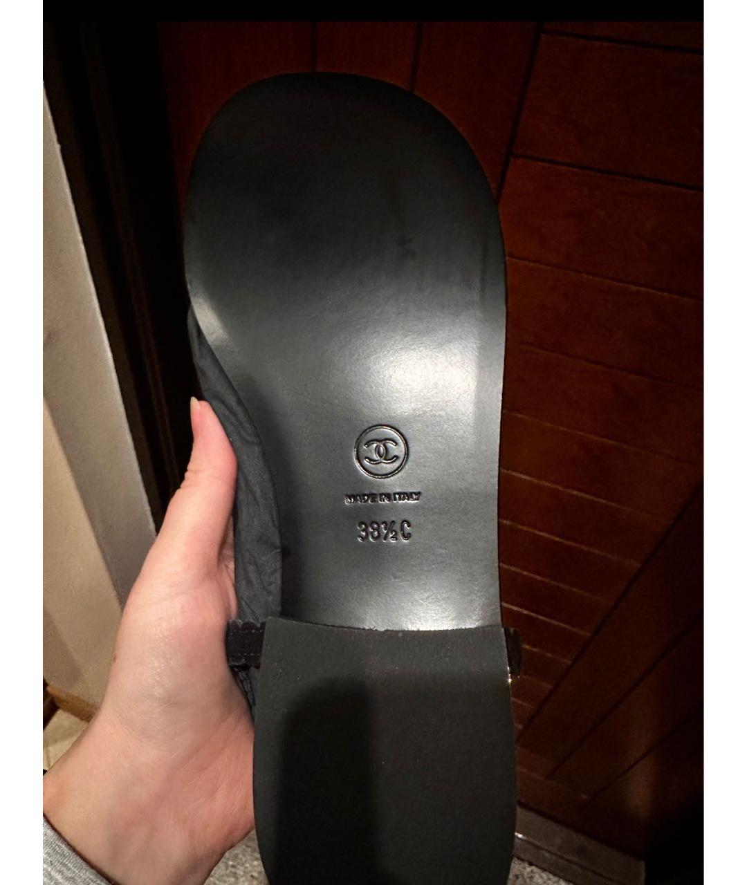 CHANEL Черные кожаные босоножки, фото 5