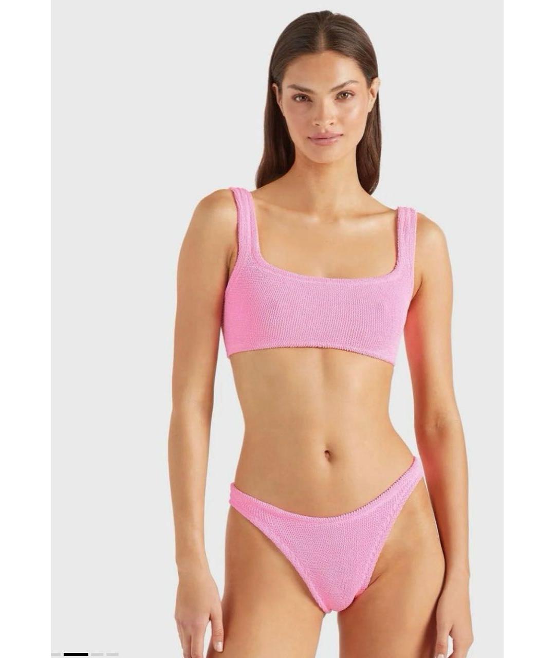 HUNZA G Розовый полиамидовый купальник, фото 3