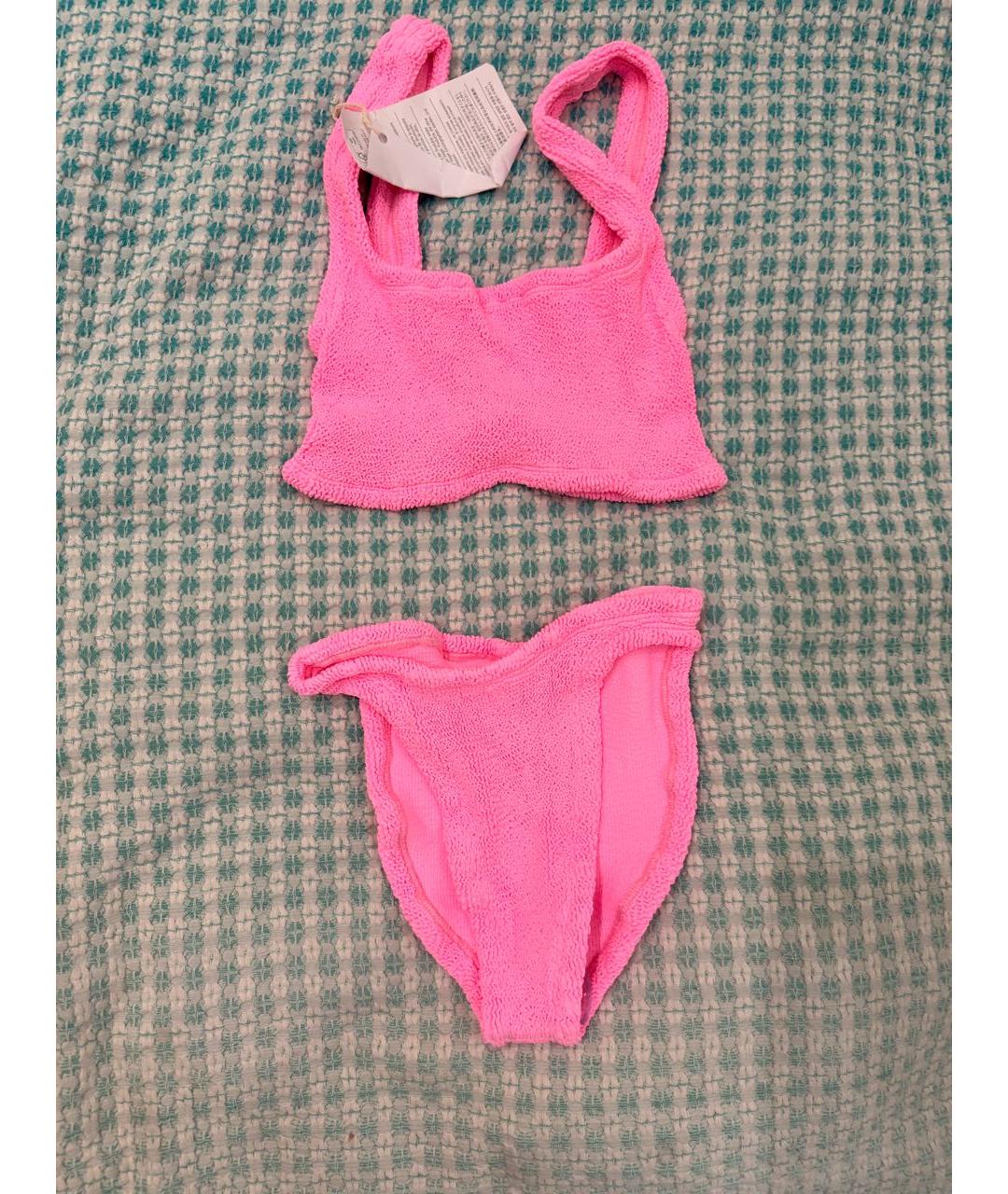 HUNZA G Розовый полиамидовый купальник, фото 4