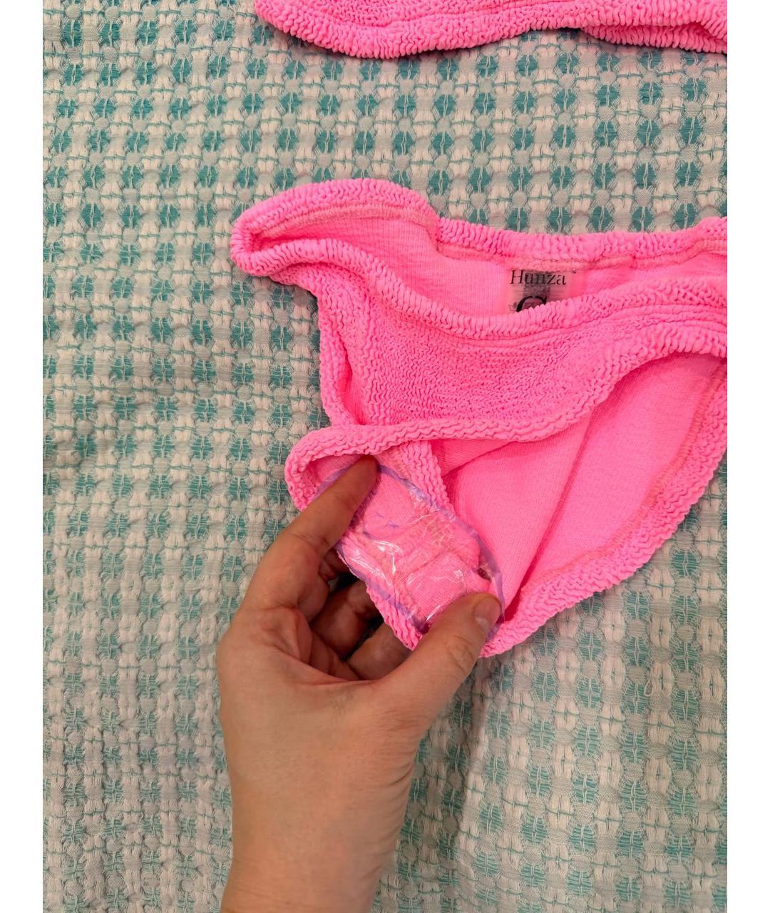 HUNZA G Розовый полиамидовый купальник, фото 7