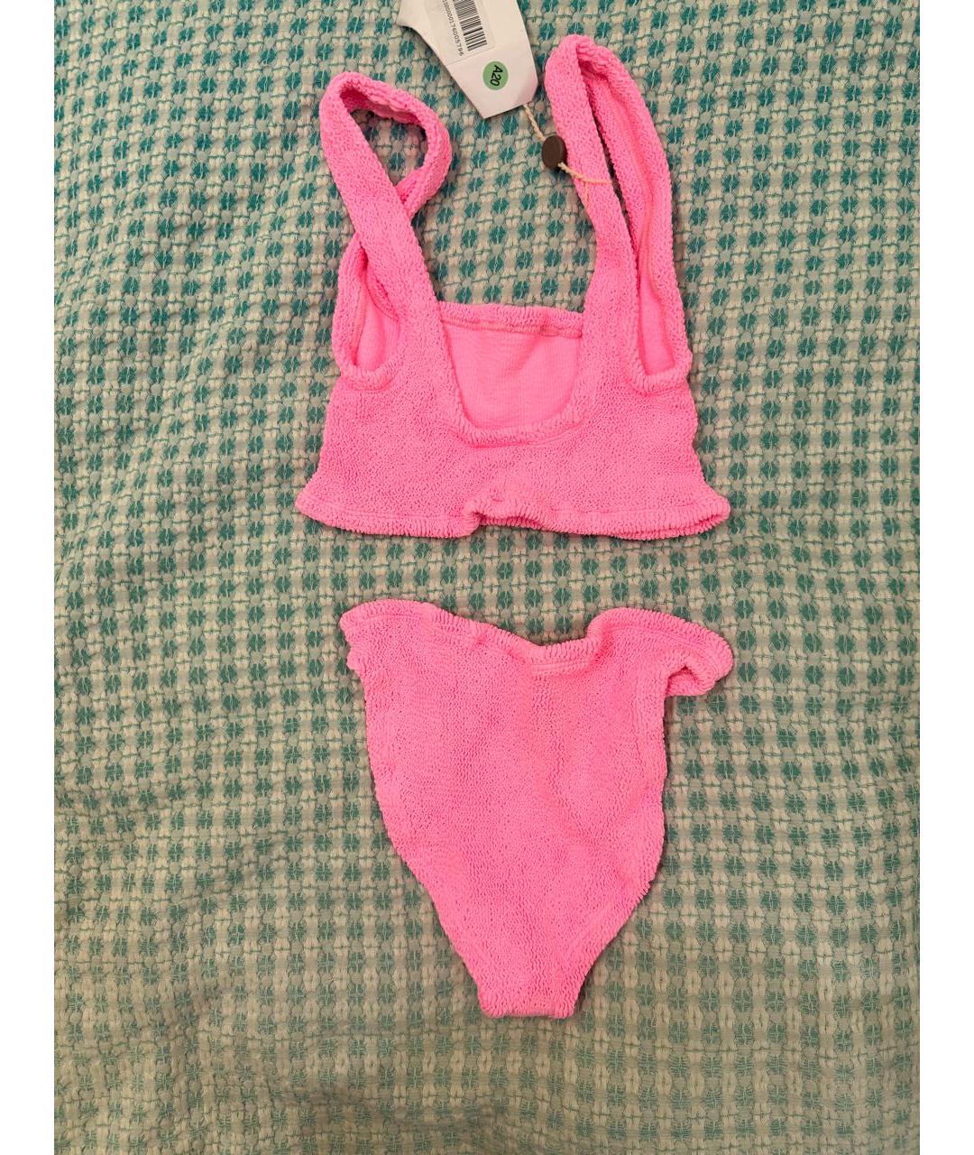 HUNZA G Розовый полиамидовый купальник, фото 8