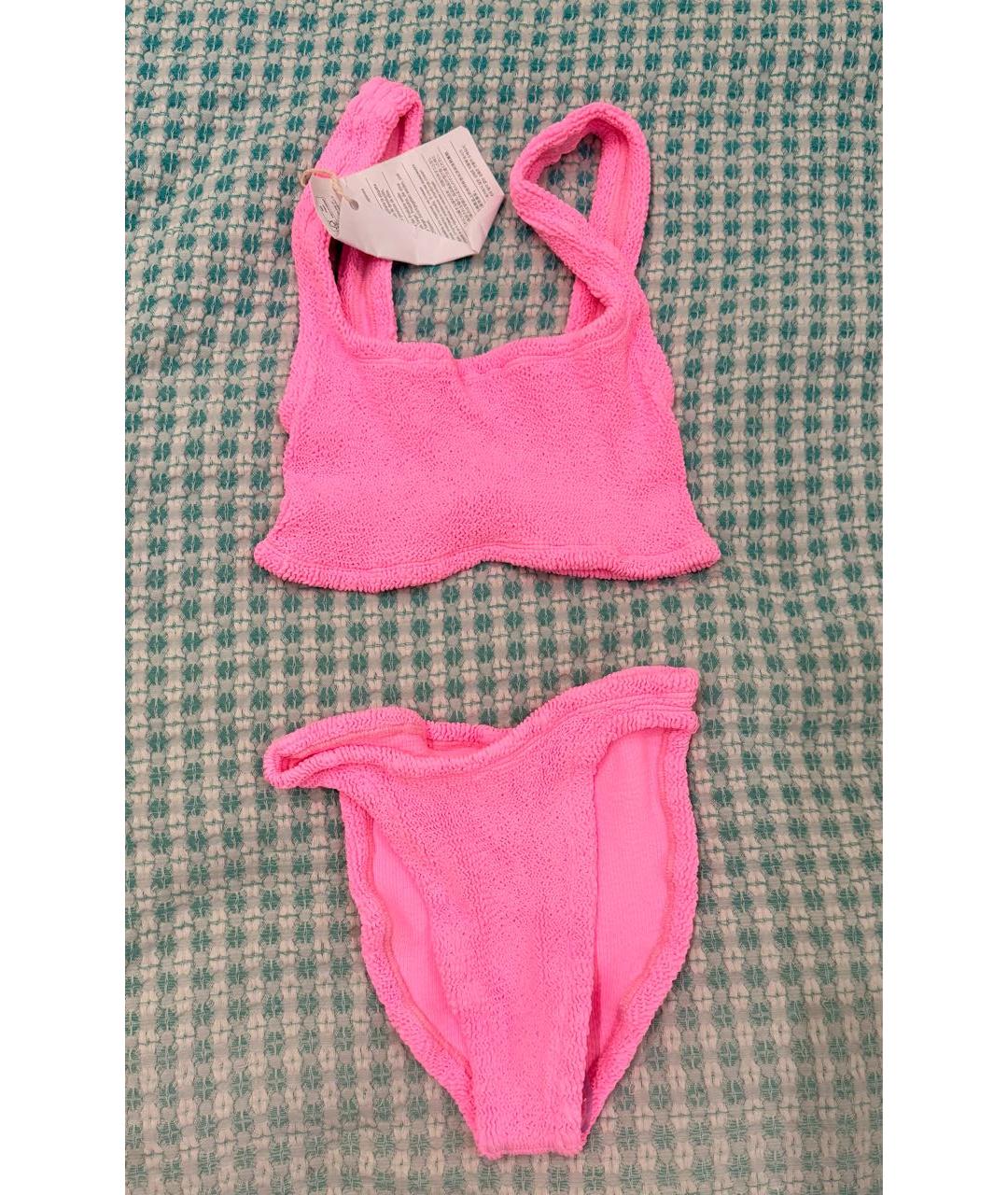 HUNZA G Розовый полиамидовый купальник, фото 6