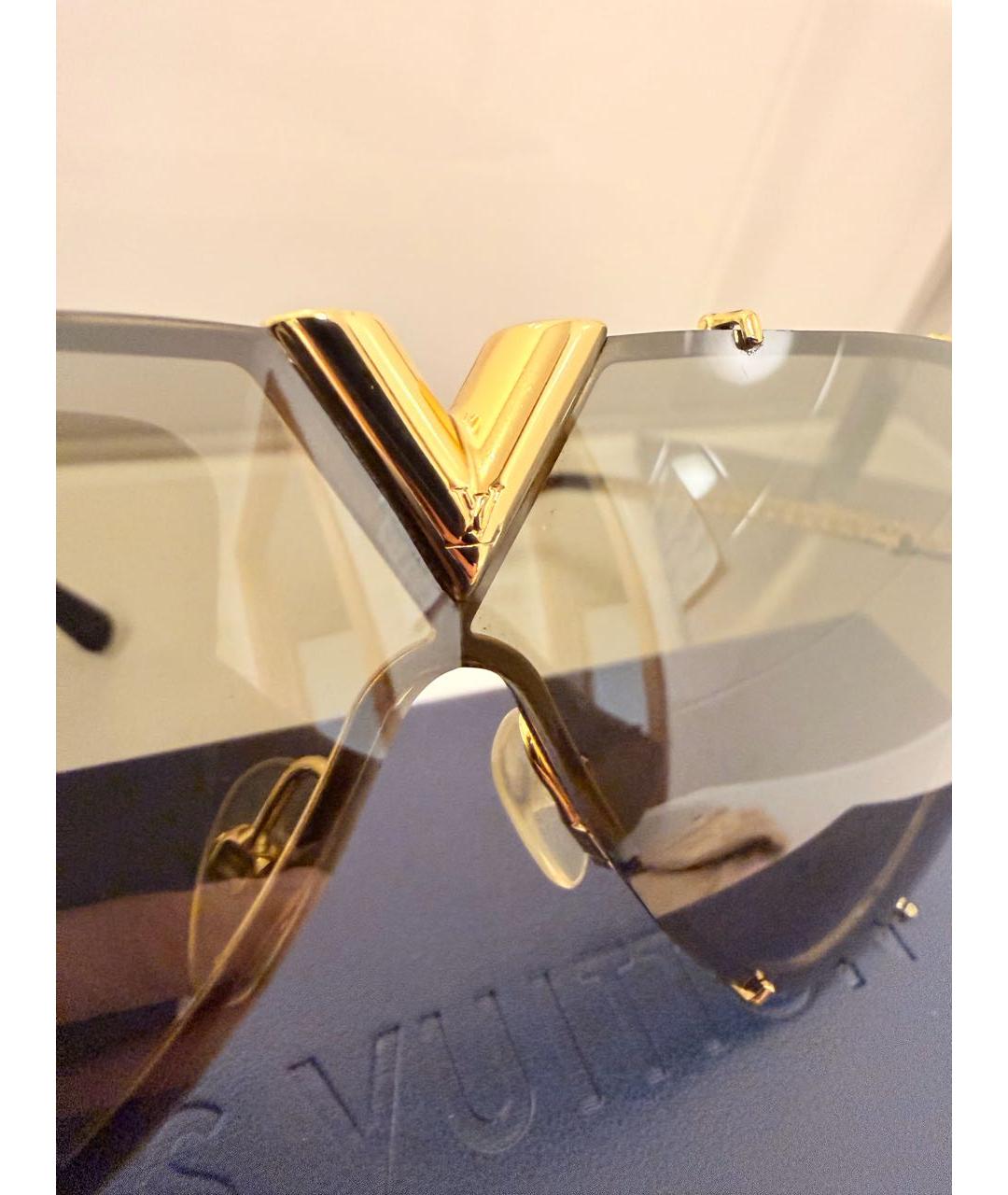 LOUIS VUITTON Коричневые металлические солнцезащитные очки, фото 2