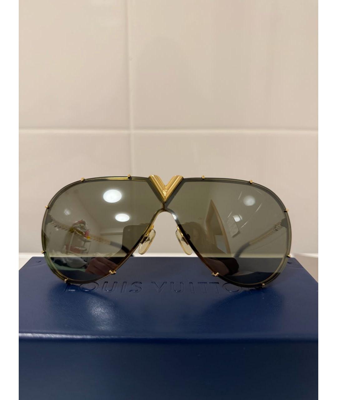 LOUIS VUITTON Коричневые металлические солнцезащитные очки, фото 9