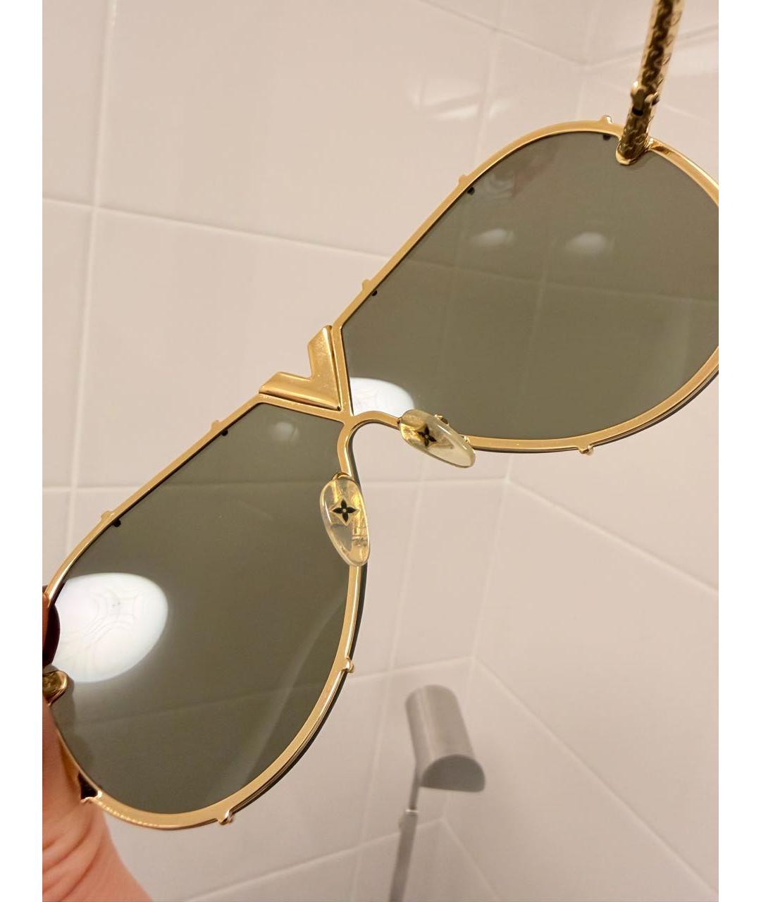 LOUIS VUITTON Коричневые металлические солнцезащитные очки, фото 7