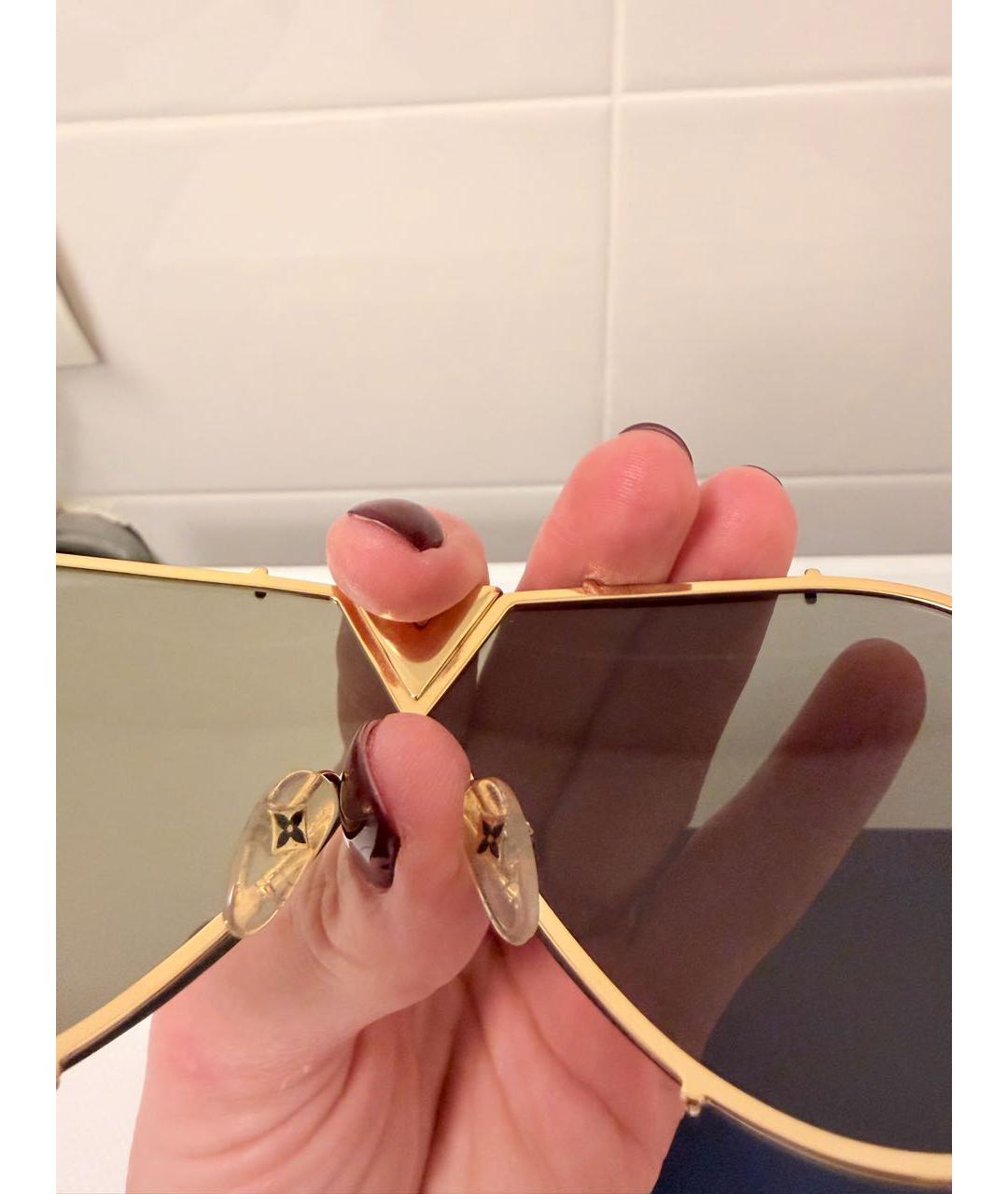 LOUIS VUITTON Коричневые металлические солнцезащитные очки, фото 3