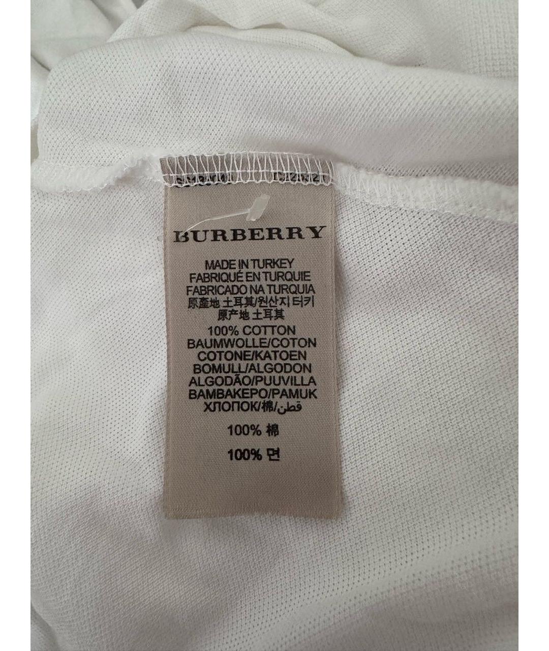 BURBERRY Белая хлопковая футболка, фото 3