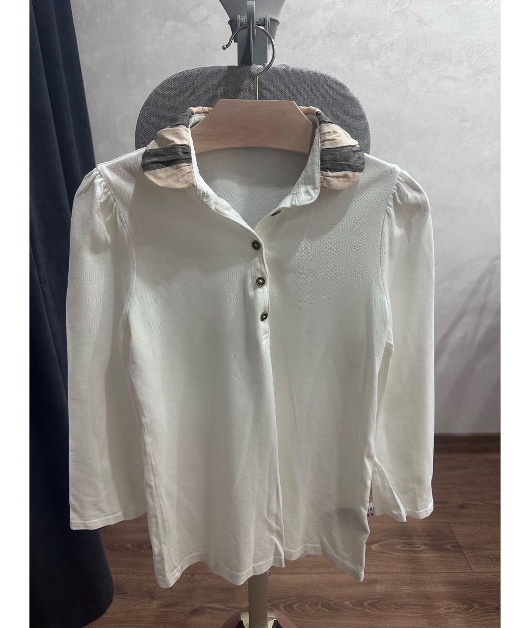 BURBERRY Белая хлопковая футболка, фото 4