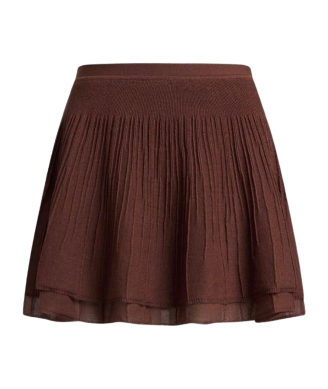 12 STOREEZ Коричневая вискозная юбка мини, фото 1
