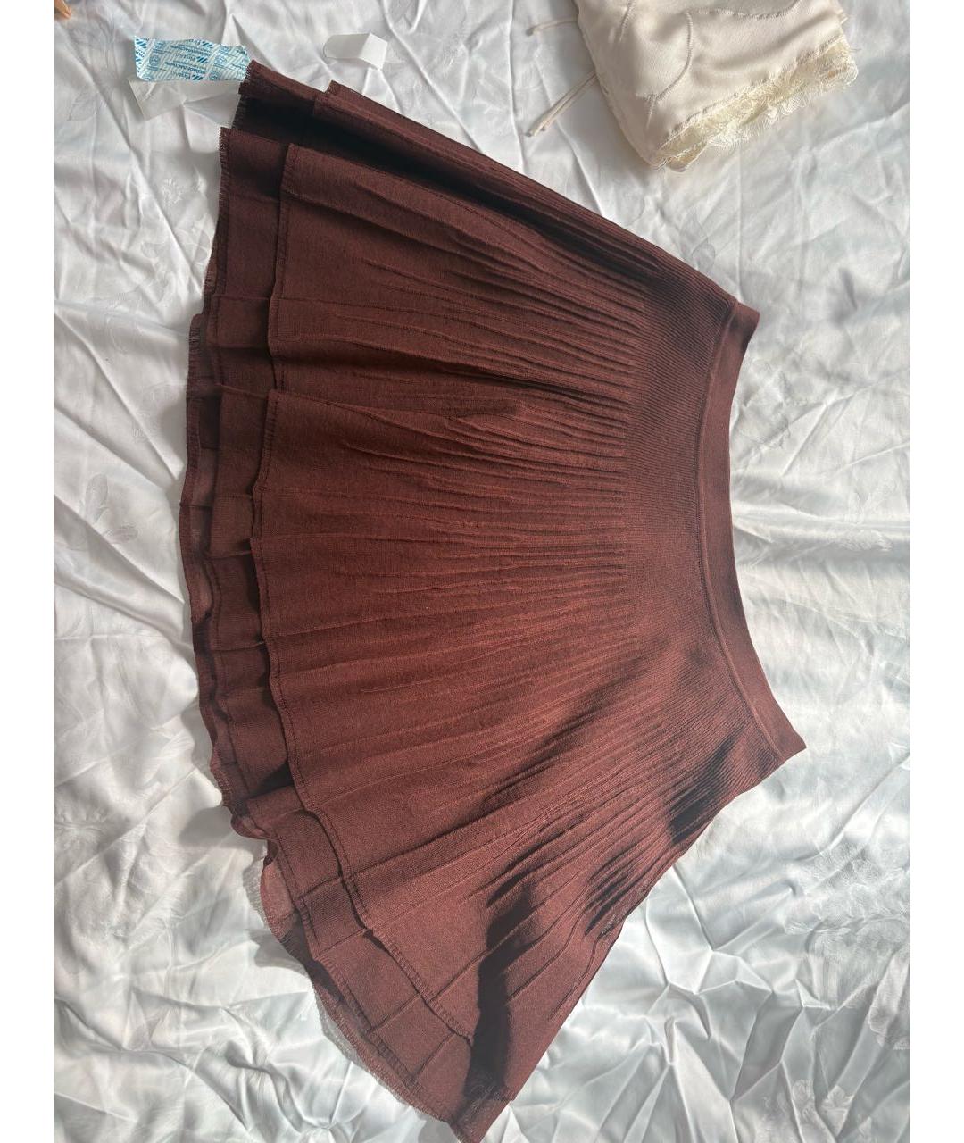 12 STOREEZ Коричневая вискозная юбка мини, фото 2