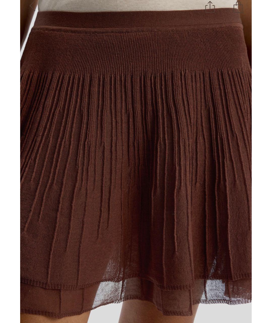 12 STOREEZ Коричневая вискозная юбка мини, фото 4