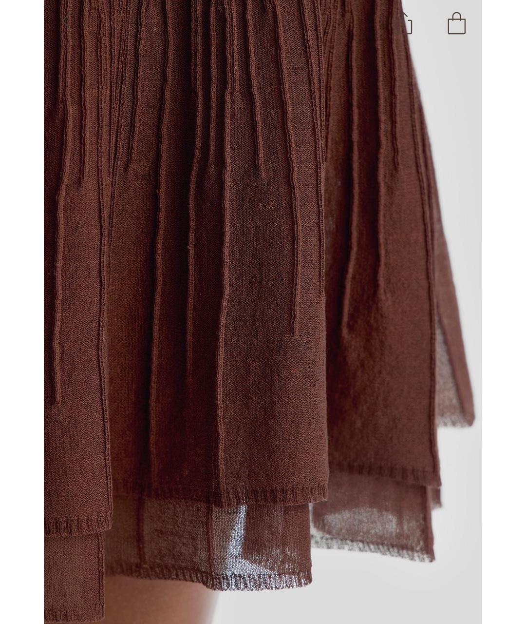 12 STOREEZ Коричневая вискозная юбка мини, фото 3