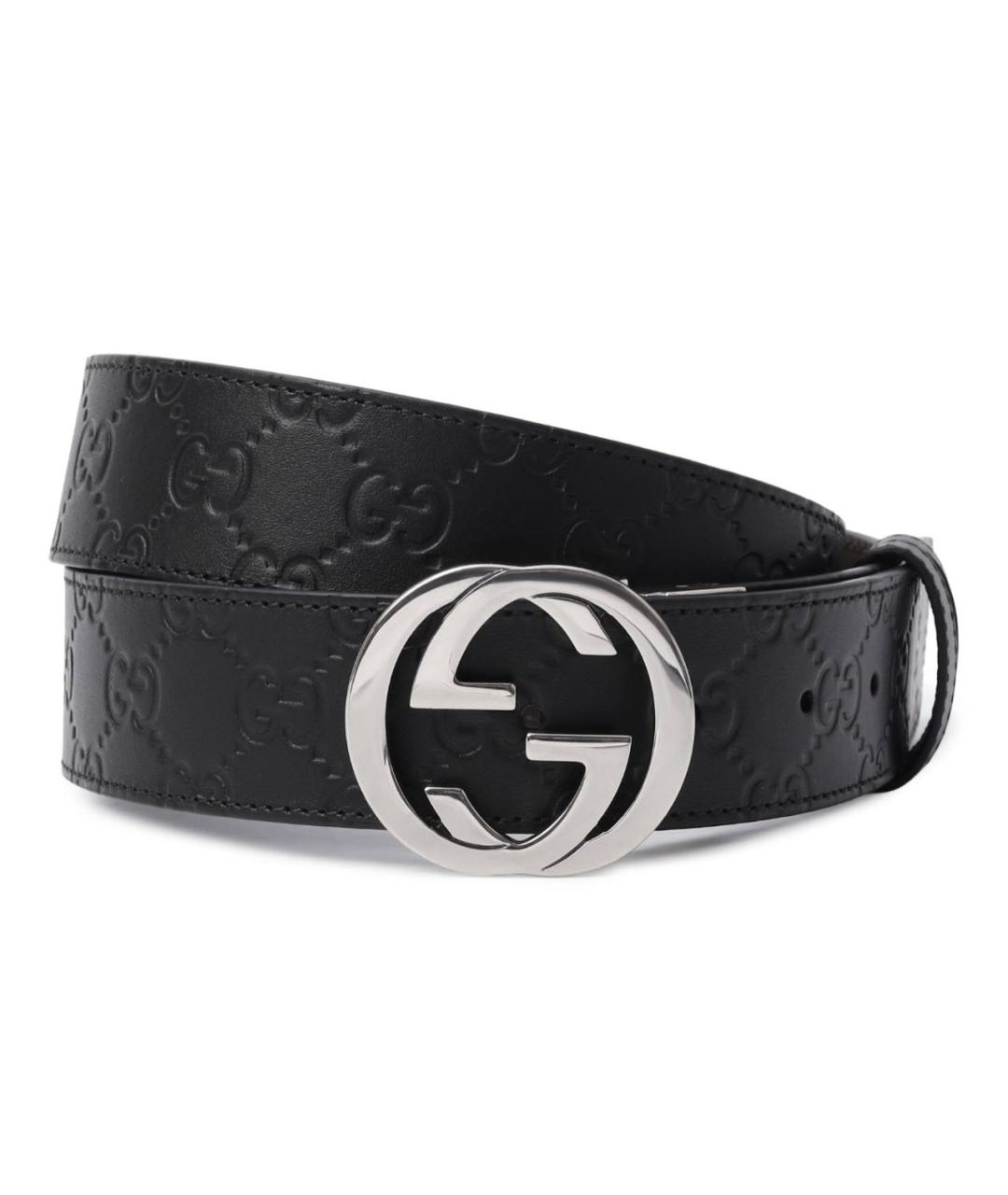 GUCCI Черный кожаный ремень, фото 1