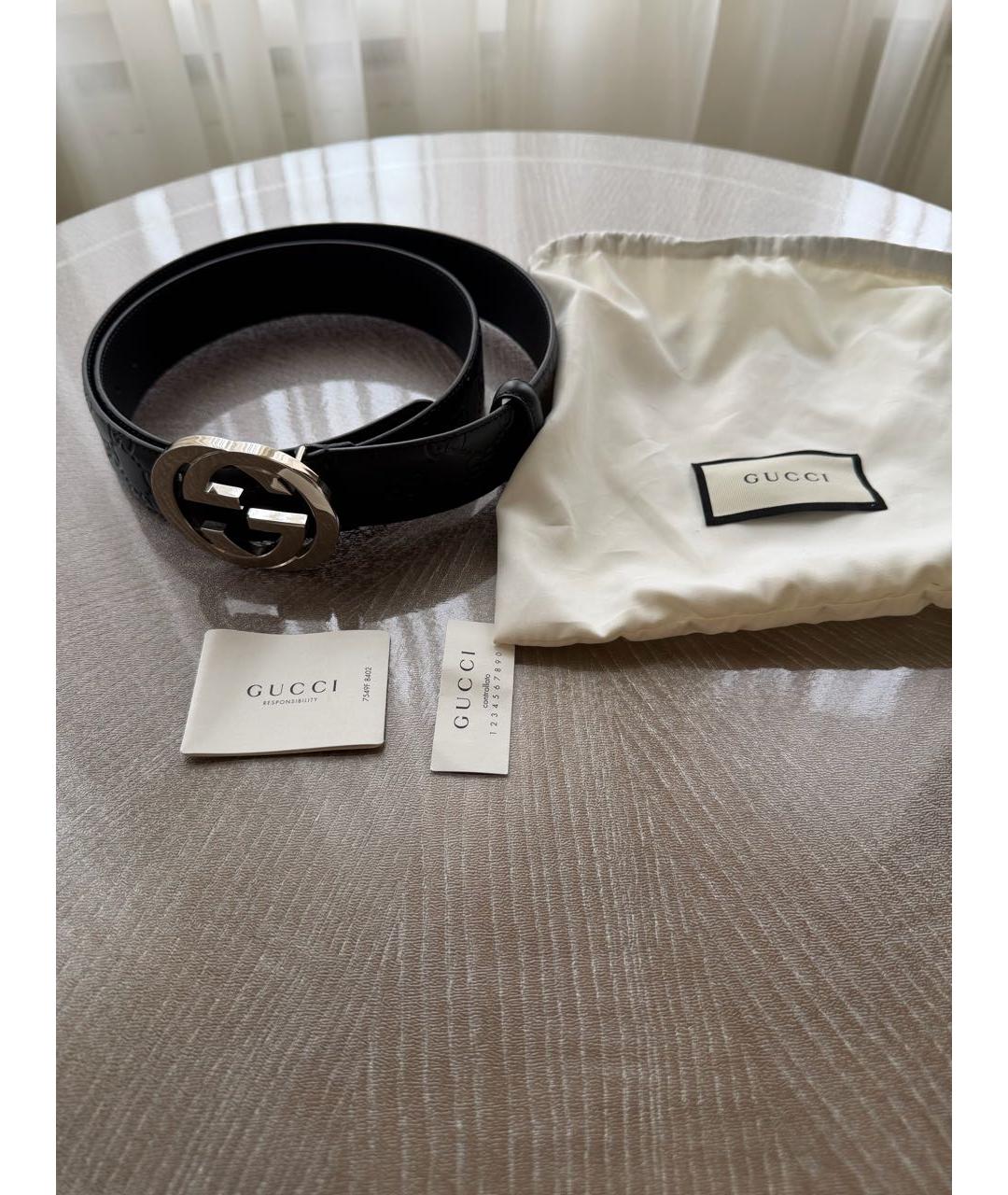 GUCCI Черный кожаный ремень, фото 6