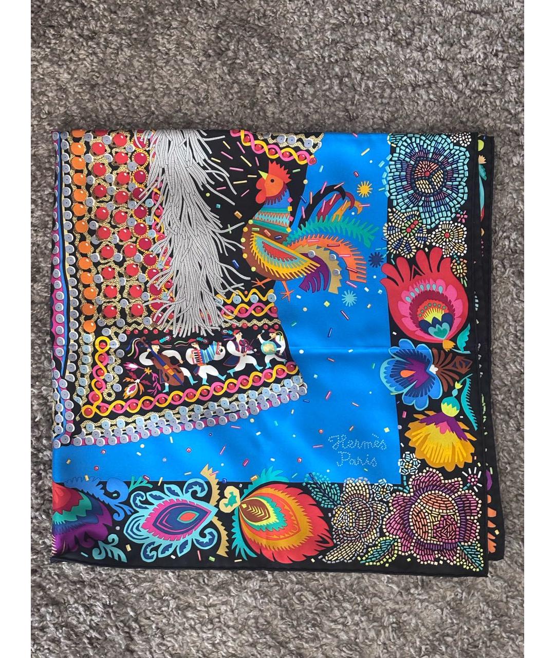 HERMES Мульти шелковый платок, фото 9