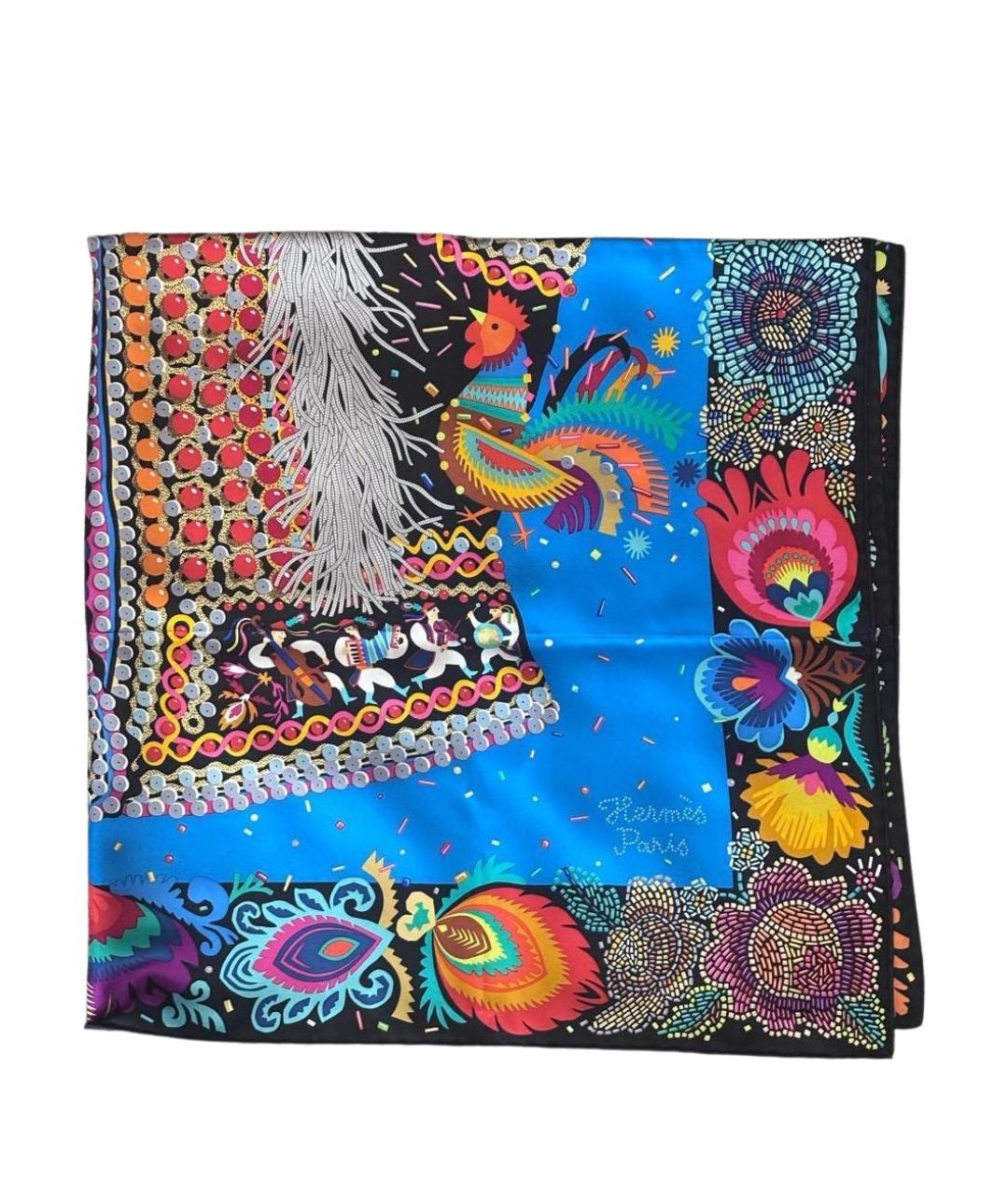 HERMES Мульти шелковый платок, фото 1