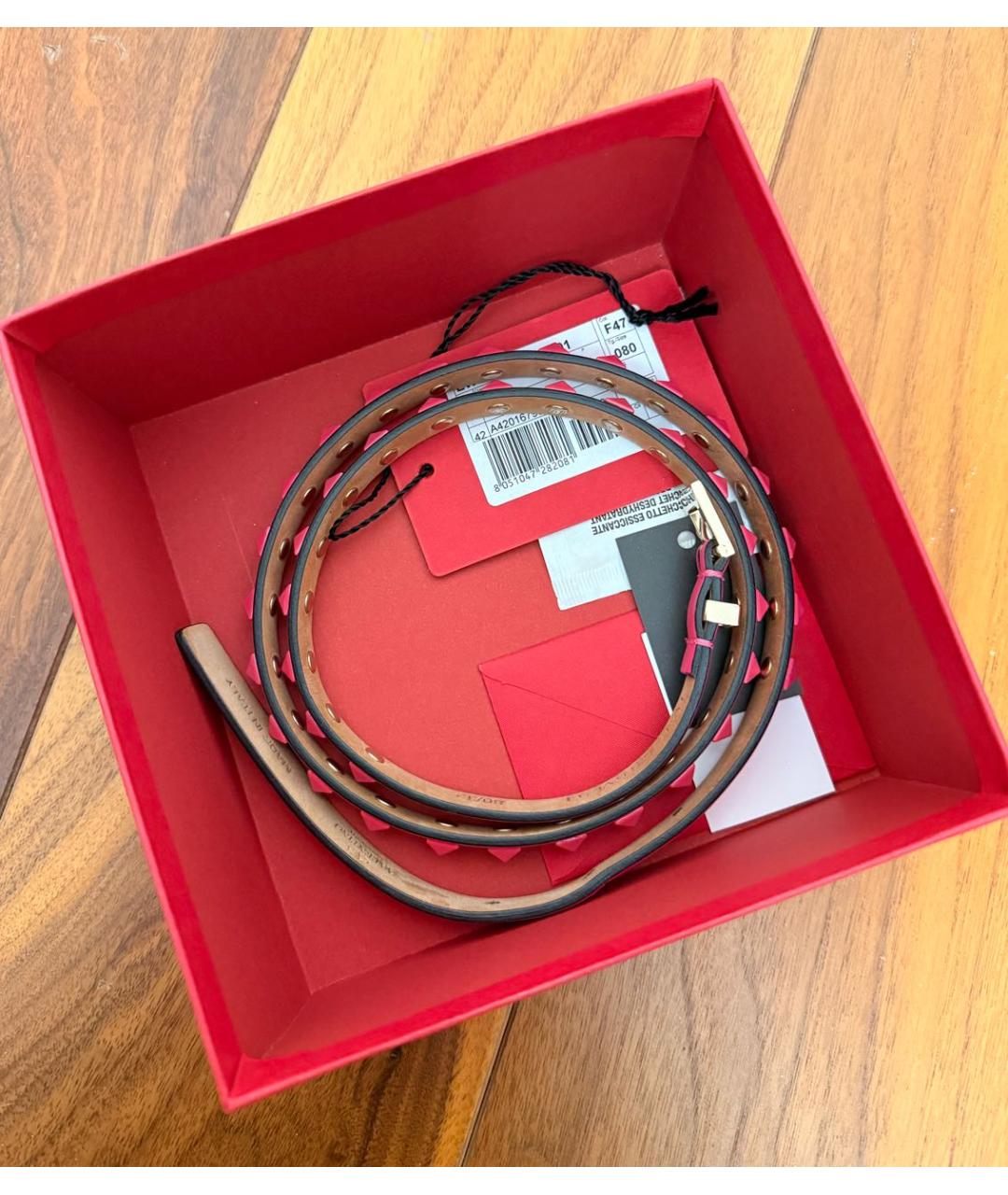 VALENTINO Розовый кожаный ремень, фото 6