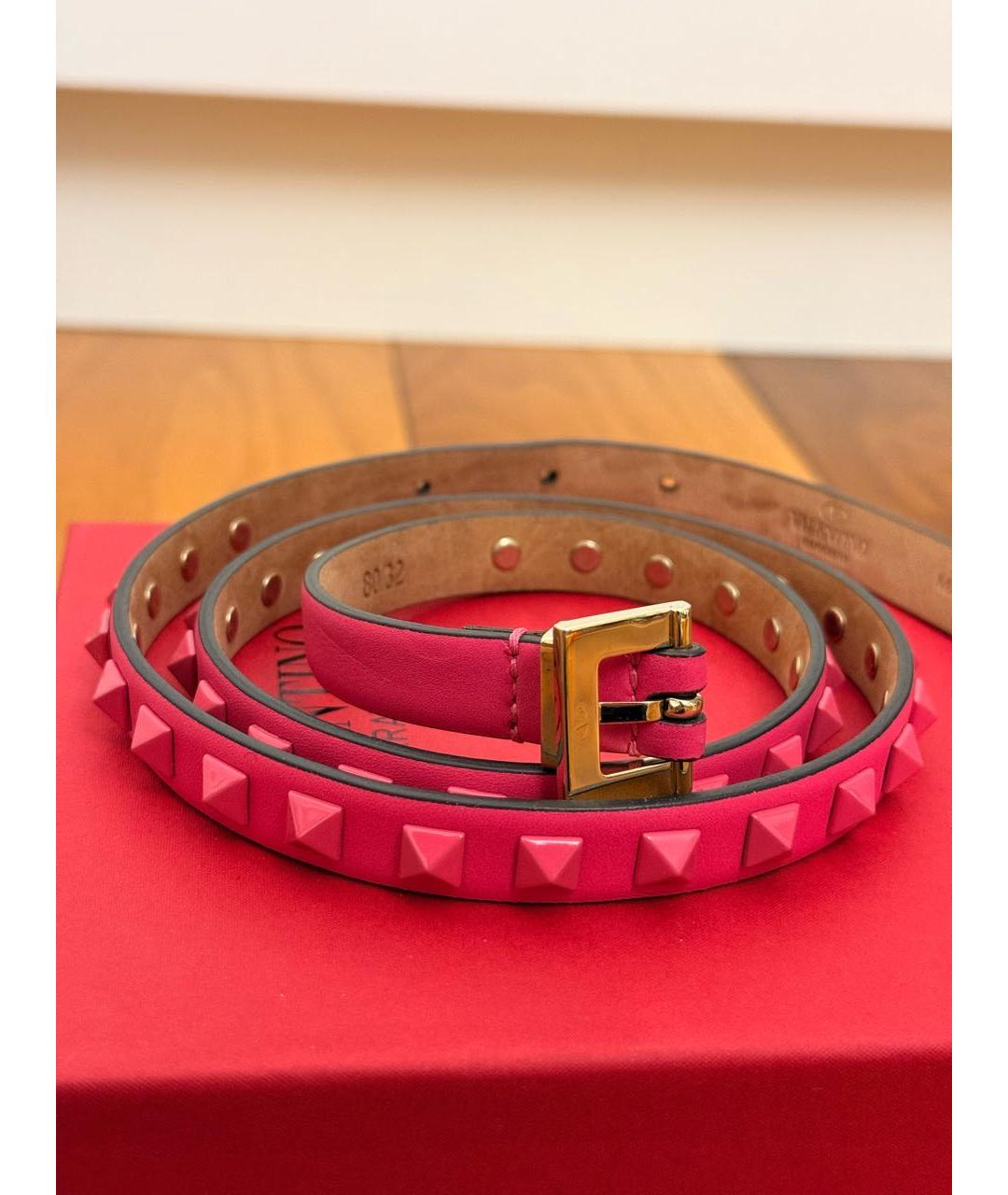VALENTINO Розовый кожаный ремень, фото 9