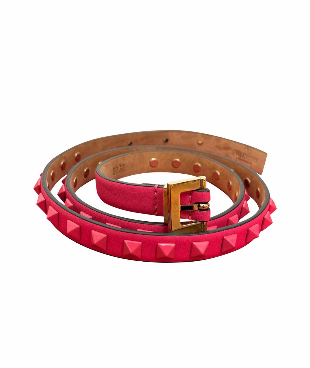 VALENTINO Розовый кожаный ремень, фото 1