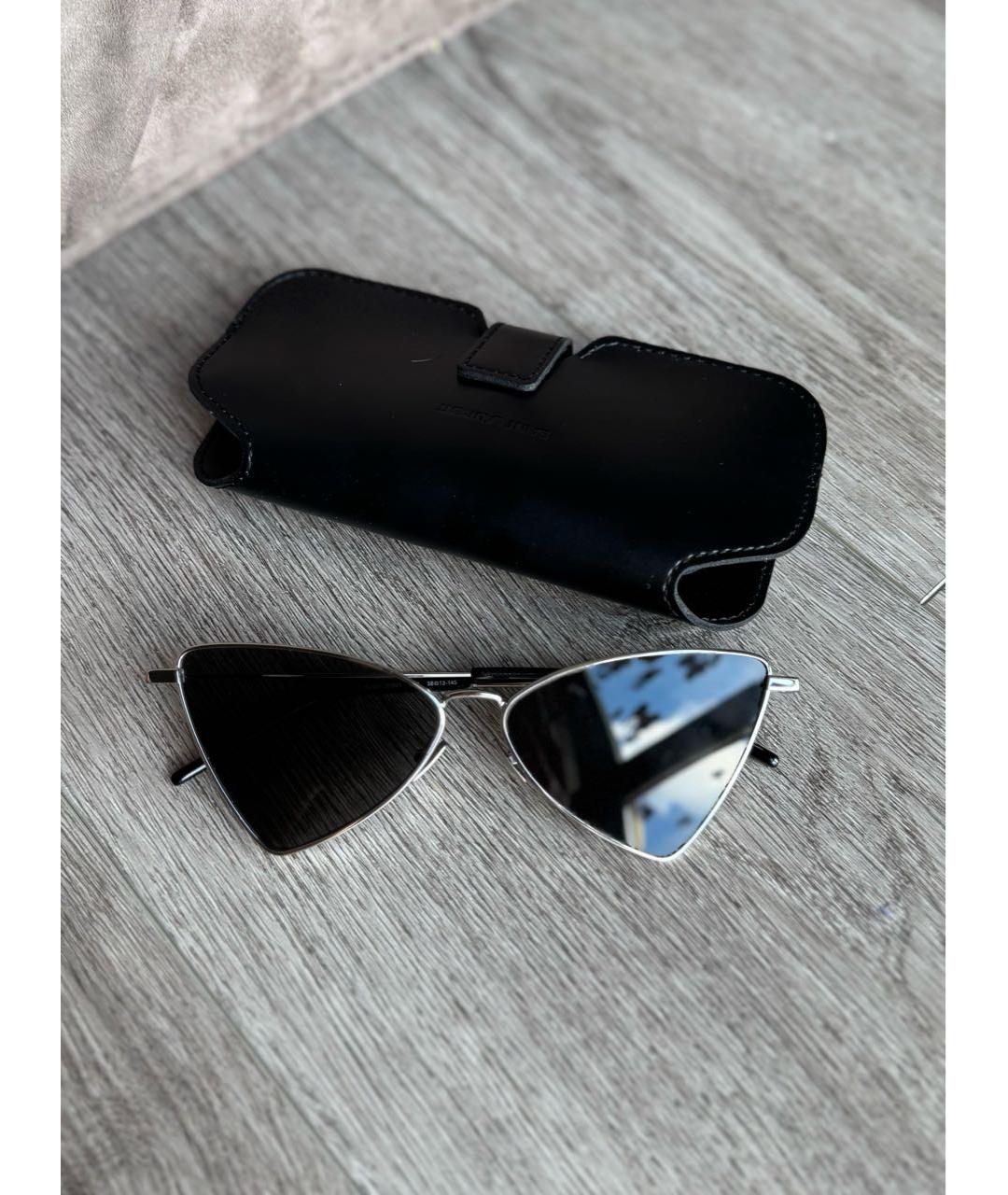 SAINT LAURENT Серебряные металлические солнцезащитные очки, фото 5