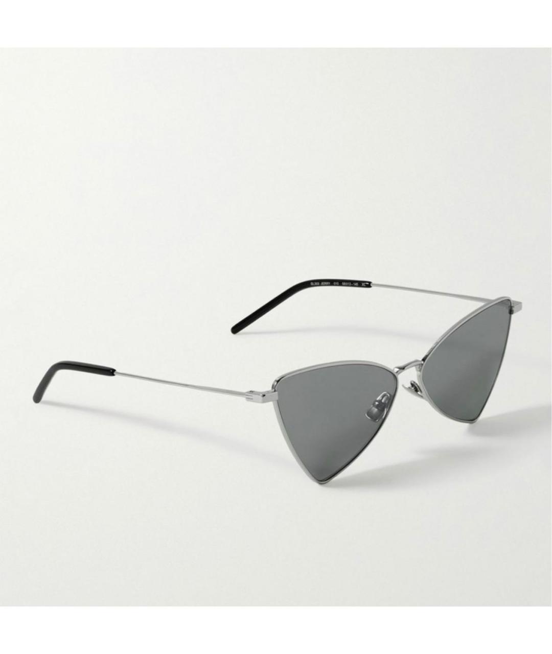SAINT LAURENT Серебряные металлические солнцезащитные очки, фото 2