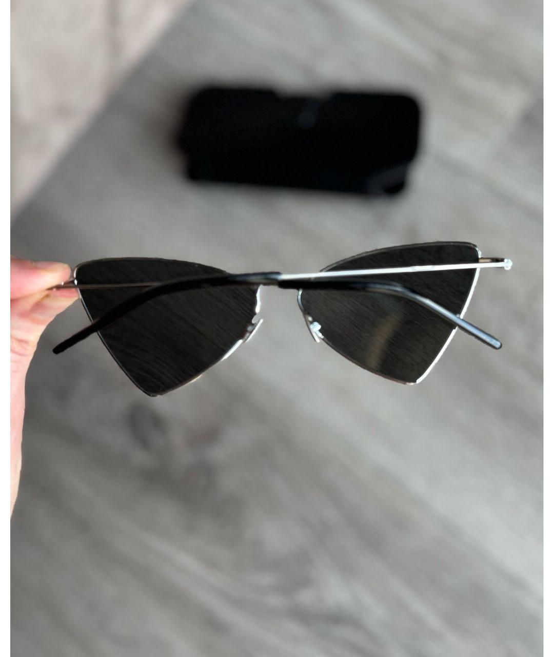 SAINT LAURENT Серебряные металлические солнцезащитные очки, фото 6