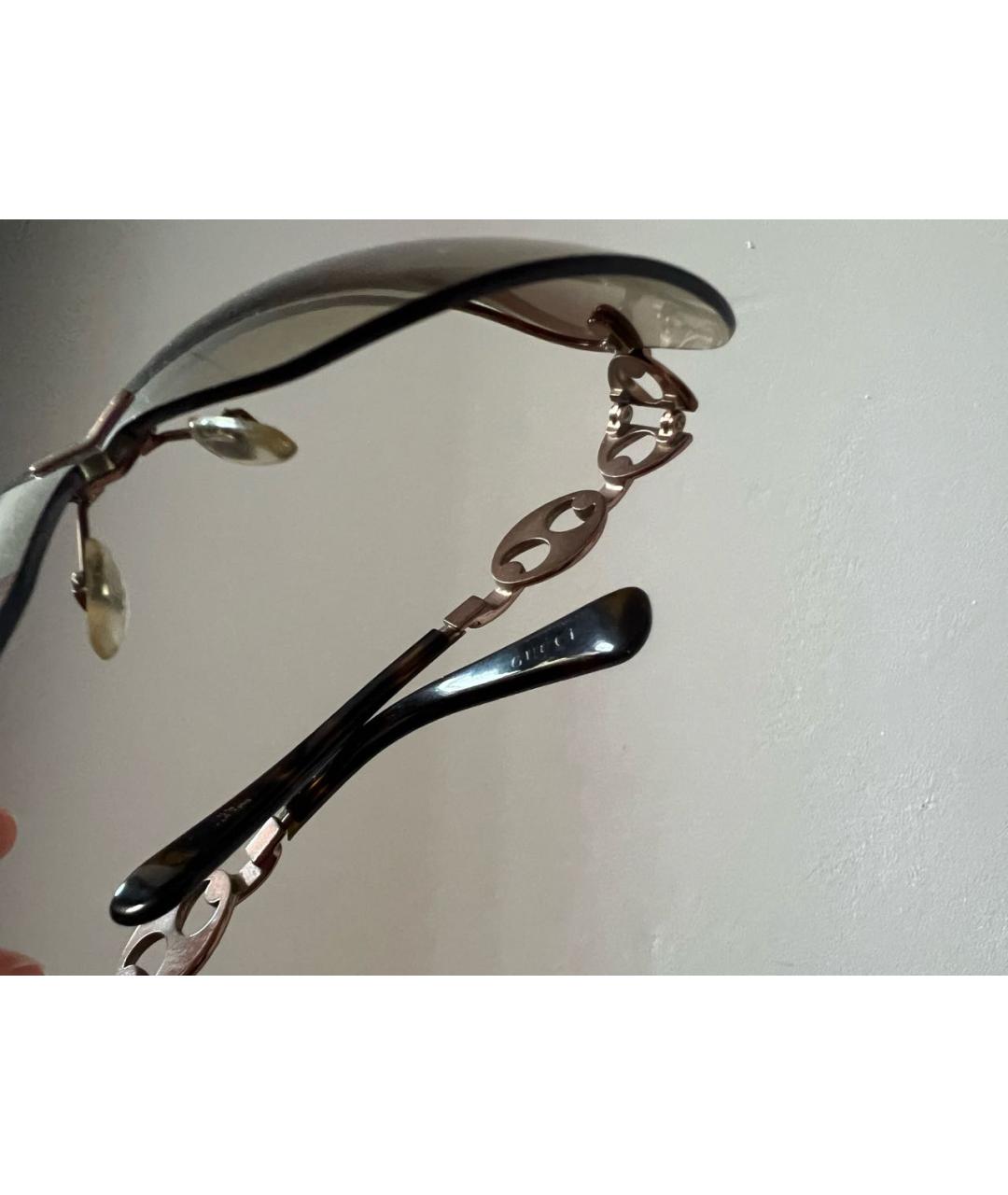 GUCCI Коричневые металлические солнцезащитные очки, фото 3