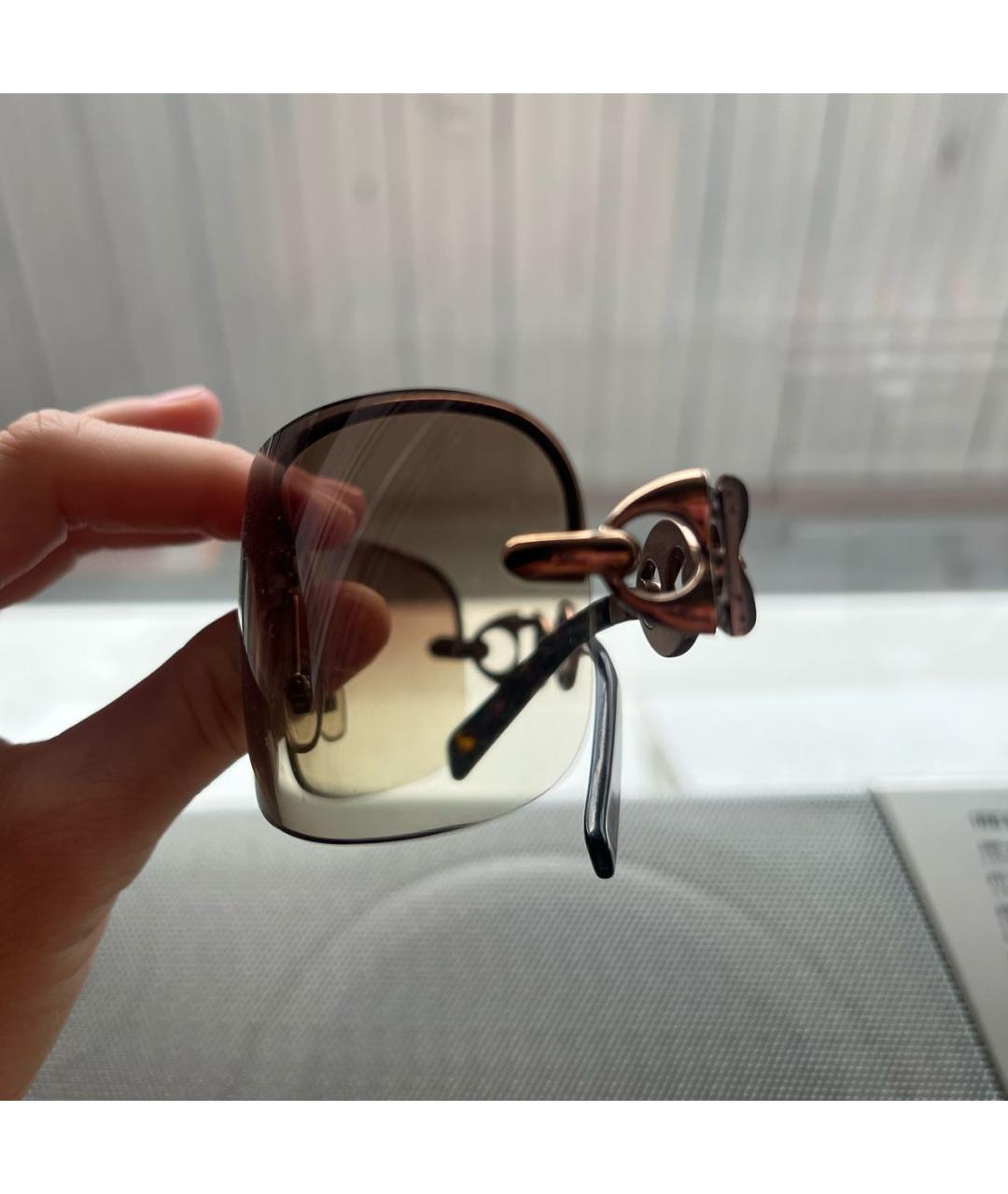 GUCCI Коричневые металлические солнцезащитные очки, фото 2