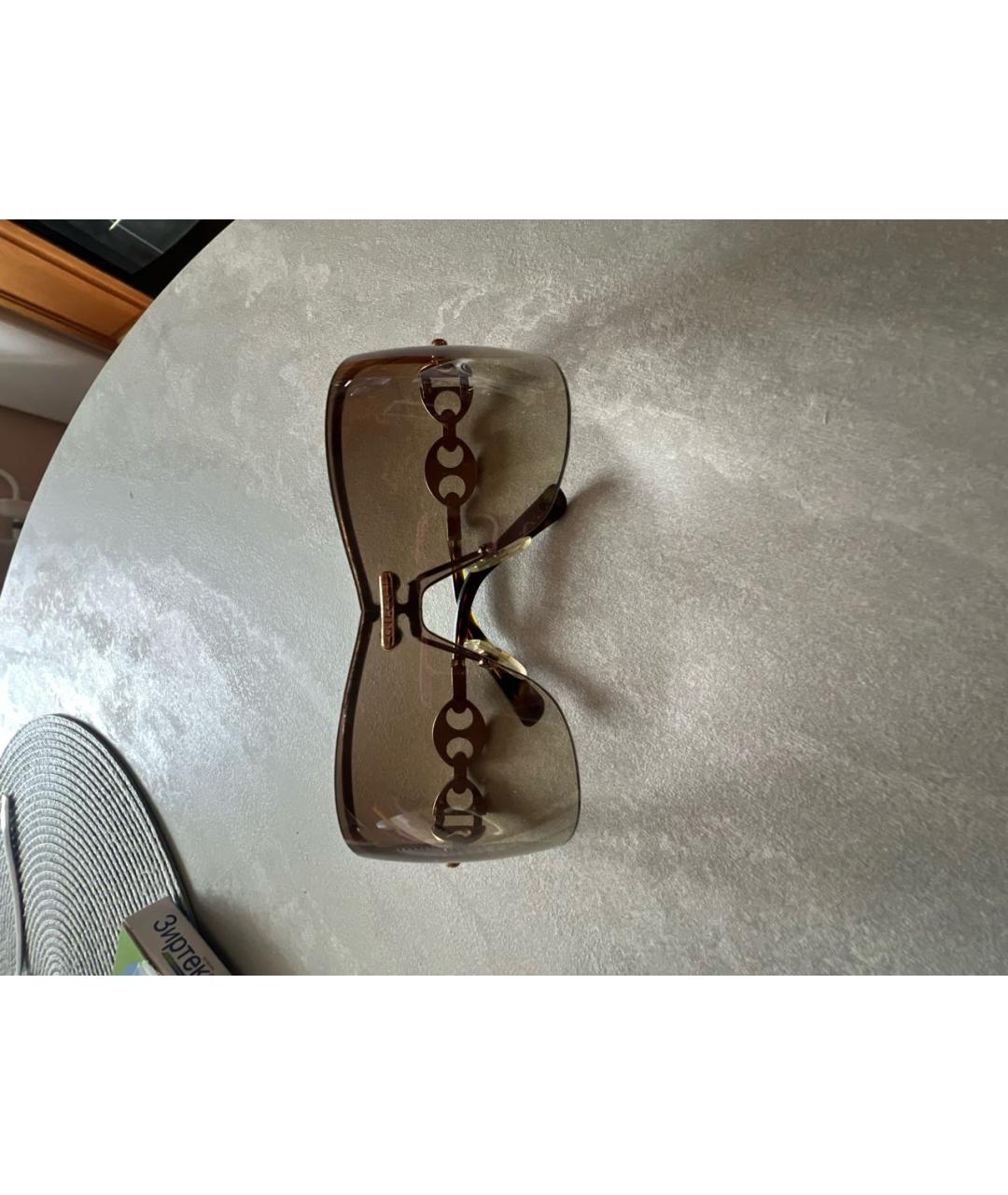 GUCCI Коричневые металлические солнцезащитные очки, фото 7