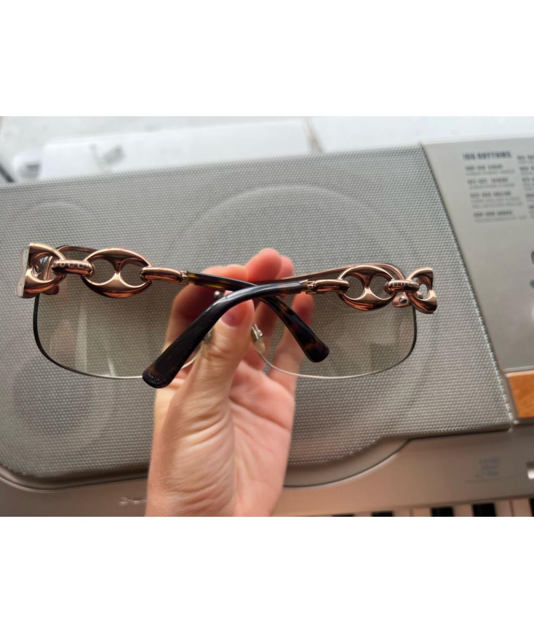 GUCCI Коричневые металлические солнцезащитные очки, фото 6