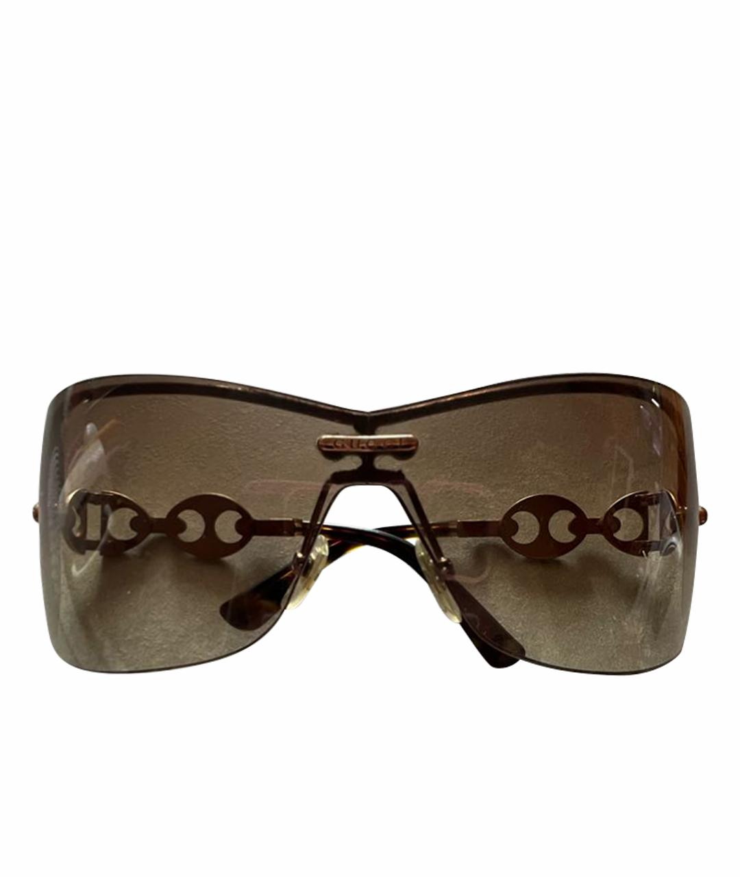 GUCCI Коричневые металлические солнцезащитные очки, фото 1