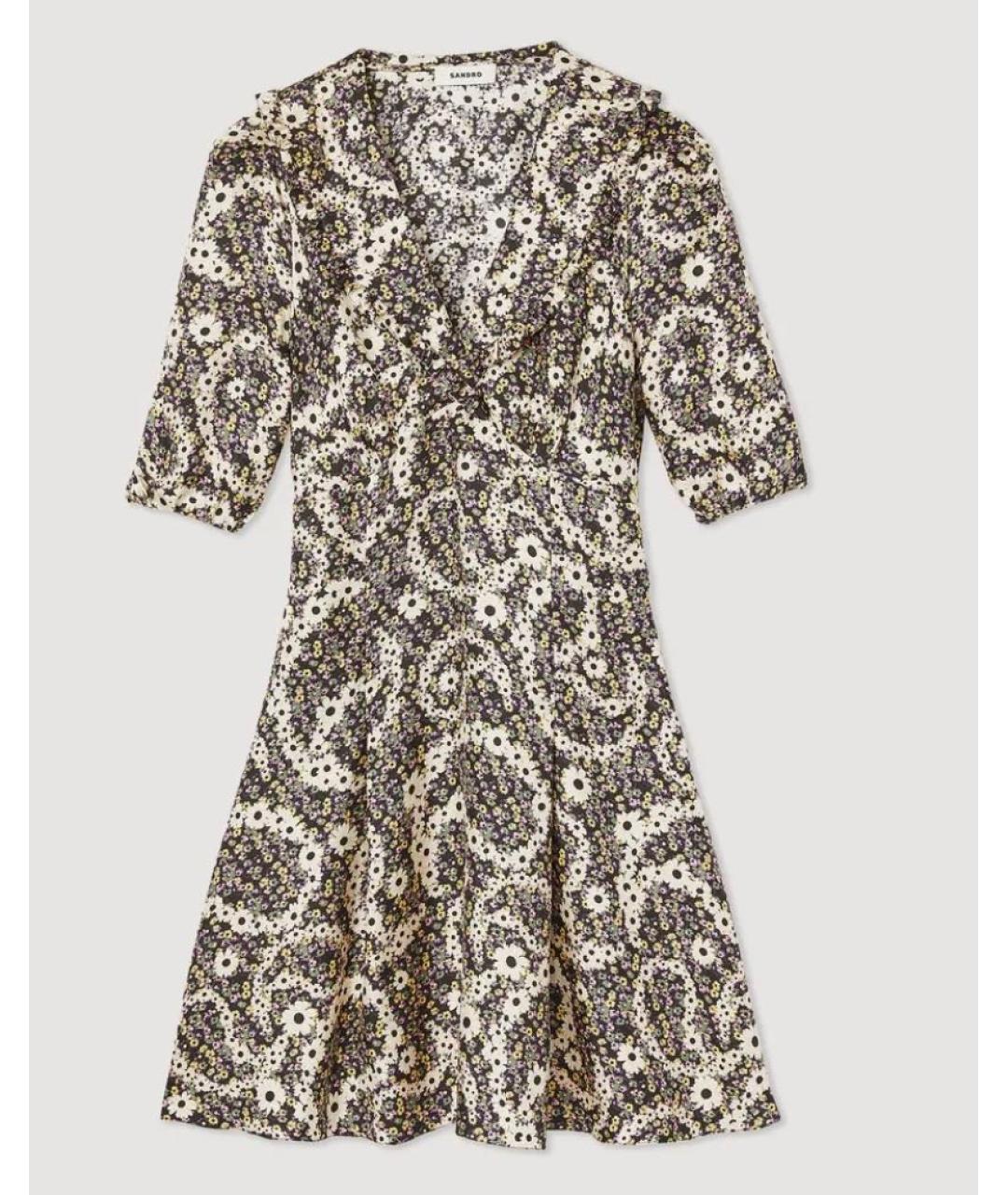 SANDRO Мульти шелковое повседневное платье, фото 9