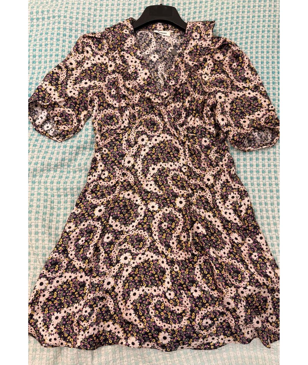 SANDRO Мульти шелковое повседневное платье, фото 2