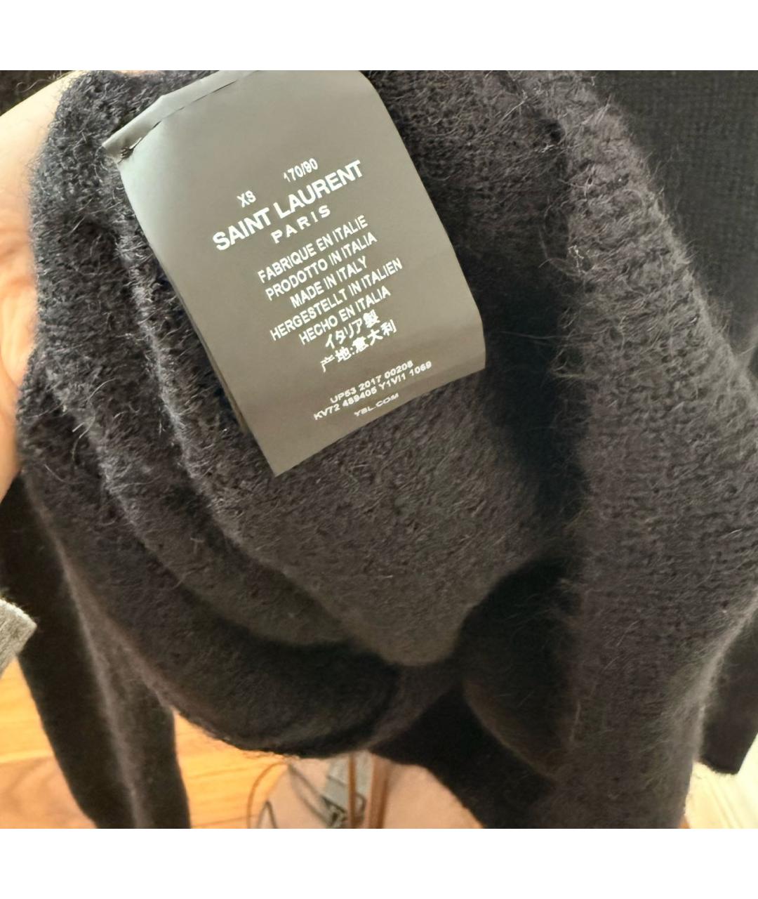 SAINT LAURENT Черный шерстяной кардиган, фото 6