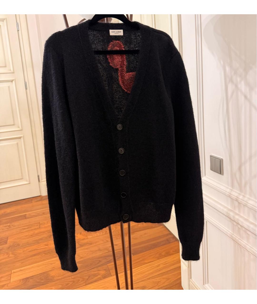 SAINT LAURENT Черный шерстяной кардиган, фото 8