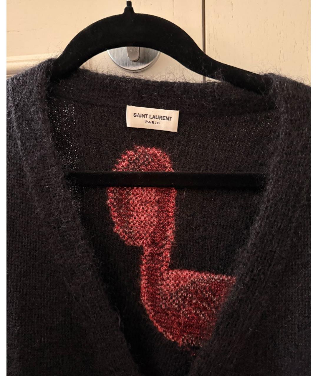 SAINT LAURENT Черный шерстяной кардиган, фото 3