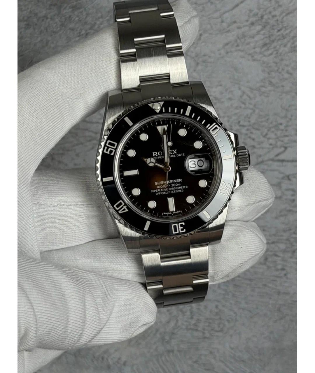 ROLEX Черные металлические часы, фото 2