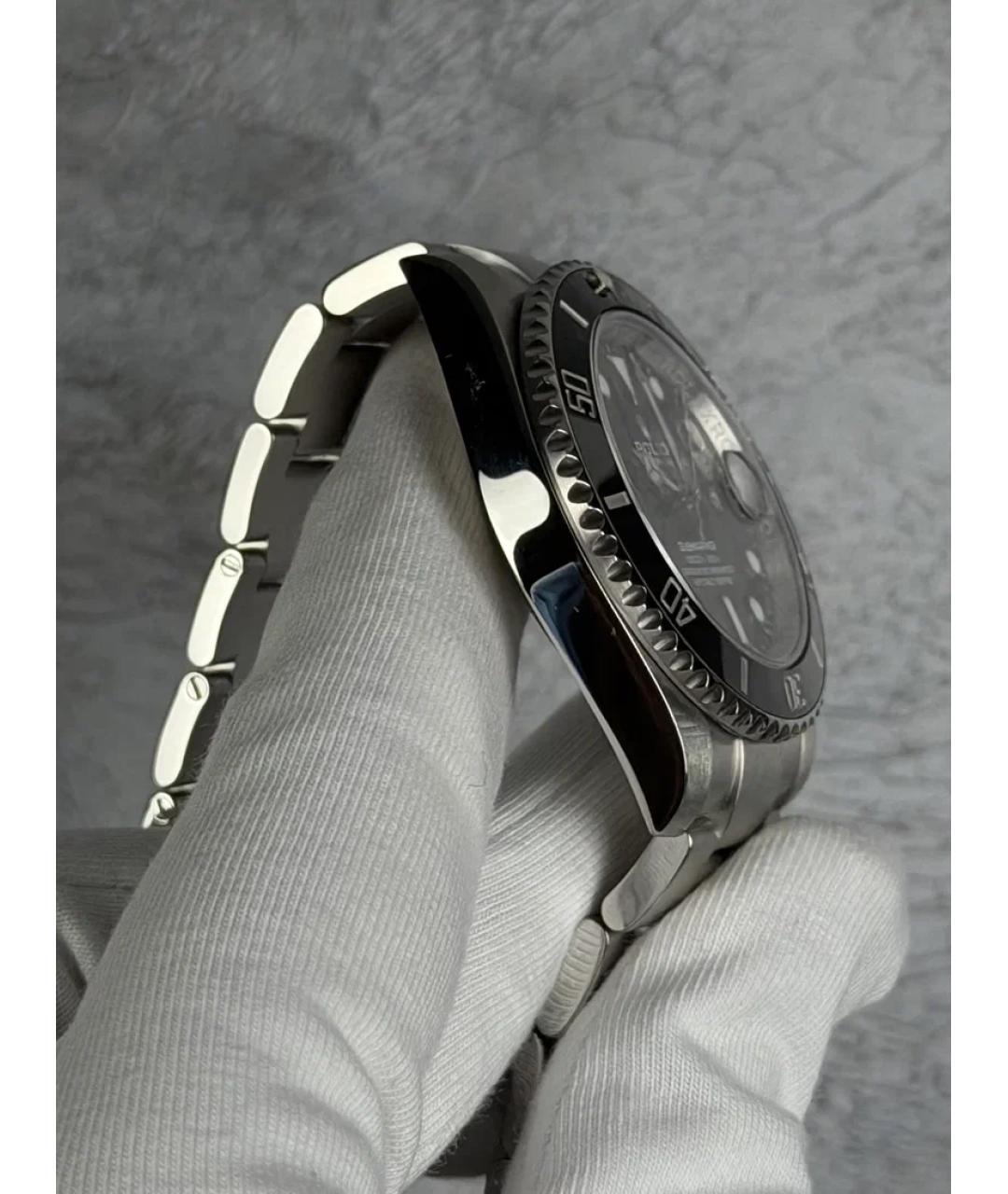 ROLEX Черные металлические часы, фото 4