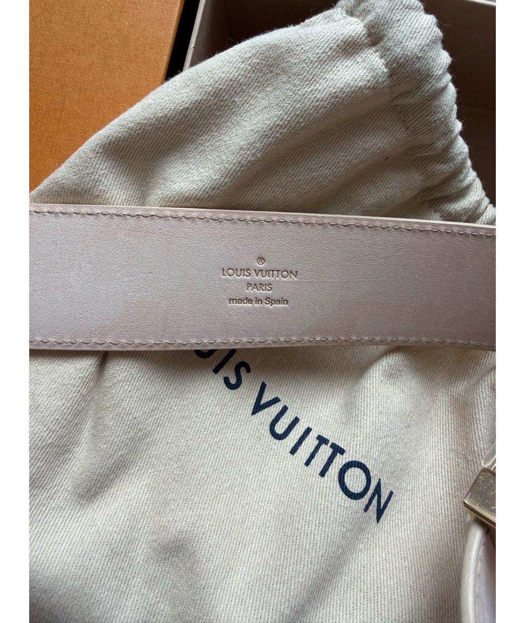 LOUIS VUITTON Белый кожаный ремень, фото 4