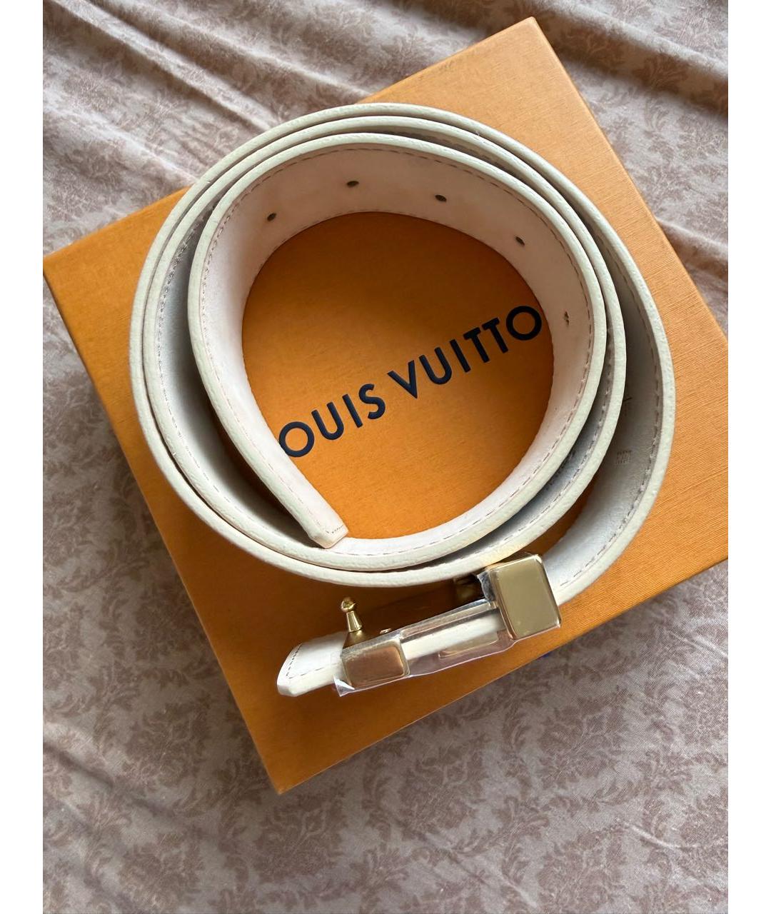 LOUIS VUITTON Белый кожаный ремень, фото 5
