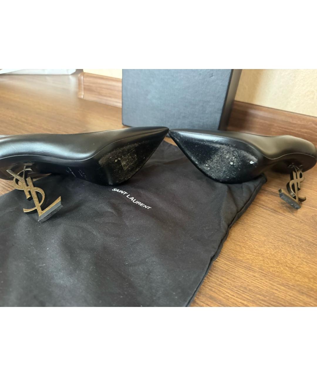 SAINT LAURENT Черные кожаные туфли, фото 8